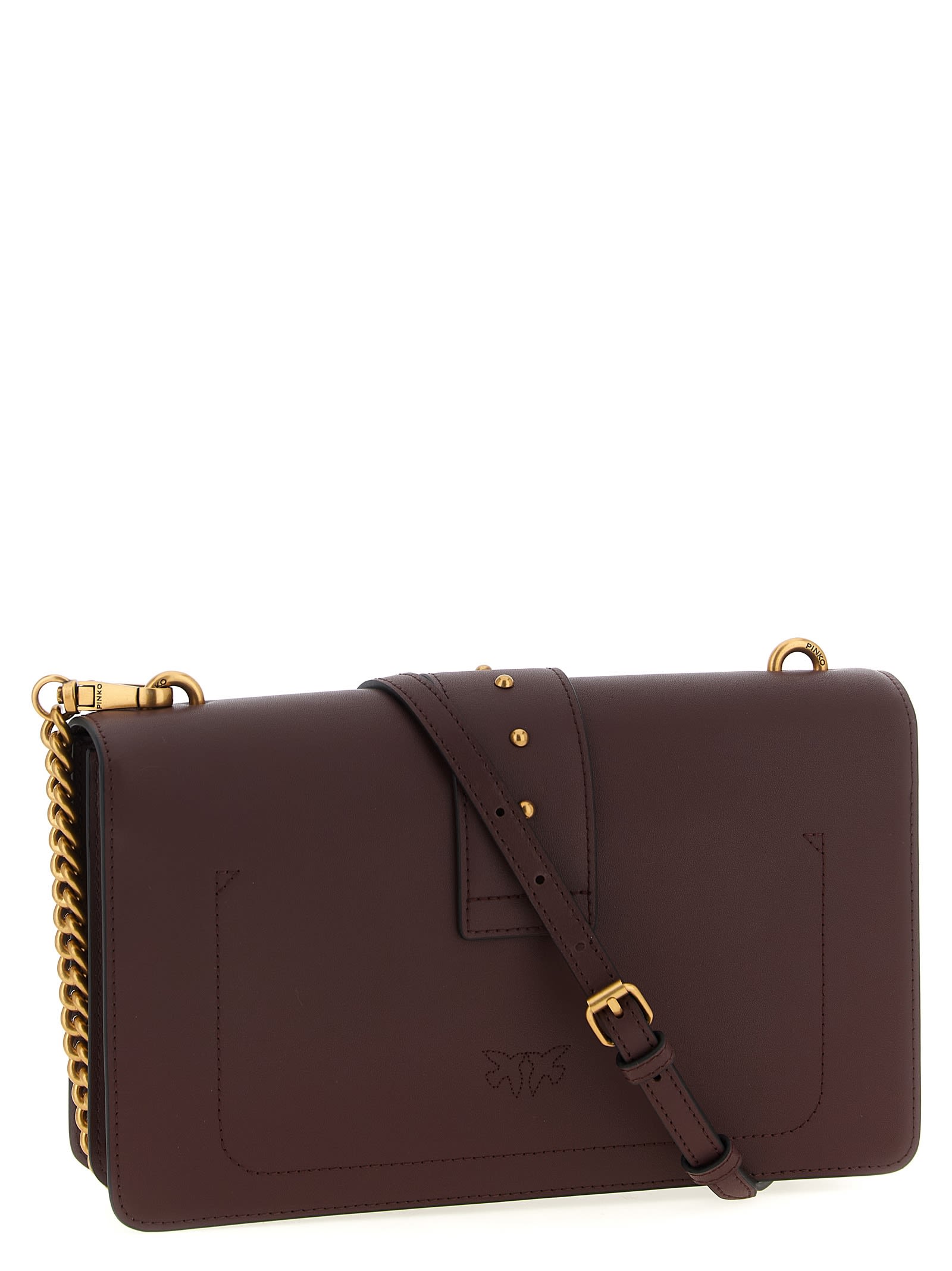 Pinko Love Vitello With Structured Silhouette And Bird Embellishment In Brown