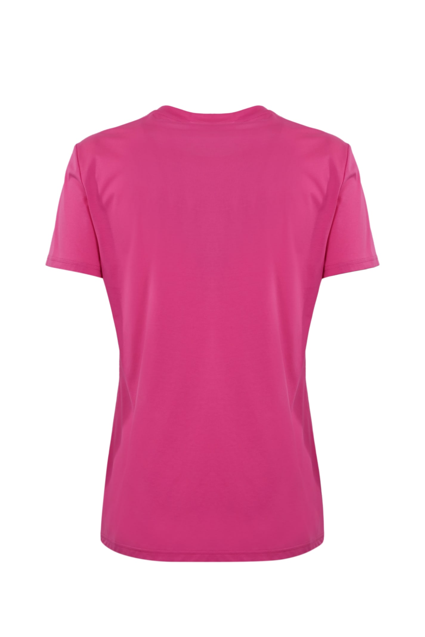 Shop Max Mara Cotton T-shirt With Lappole Feathers In Fucsia