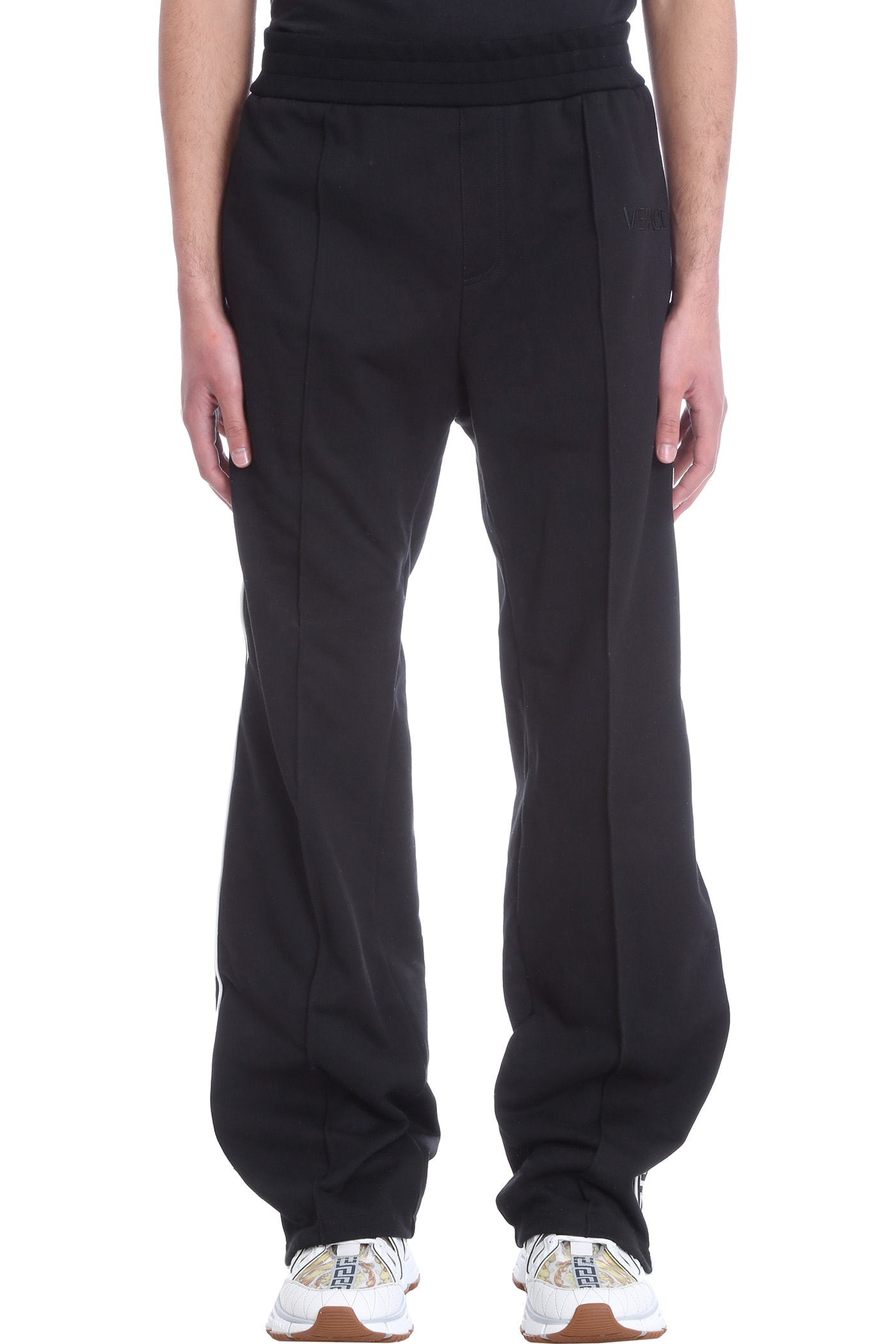 Versace Pants In Black Synthetic Fibers