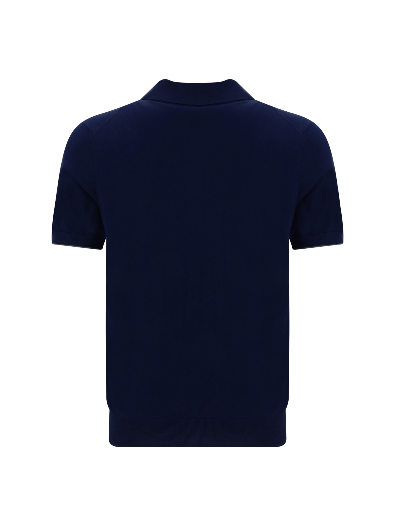 Shop Brunello Cucinelli Polo Shirt In Blu Prussia+grigio Scuro