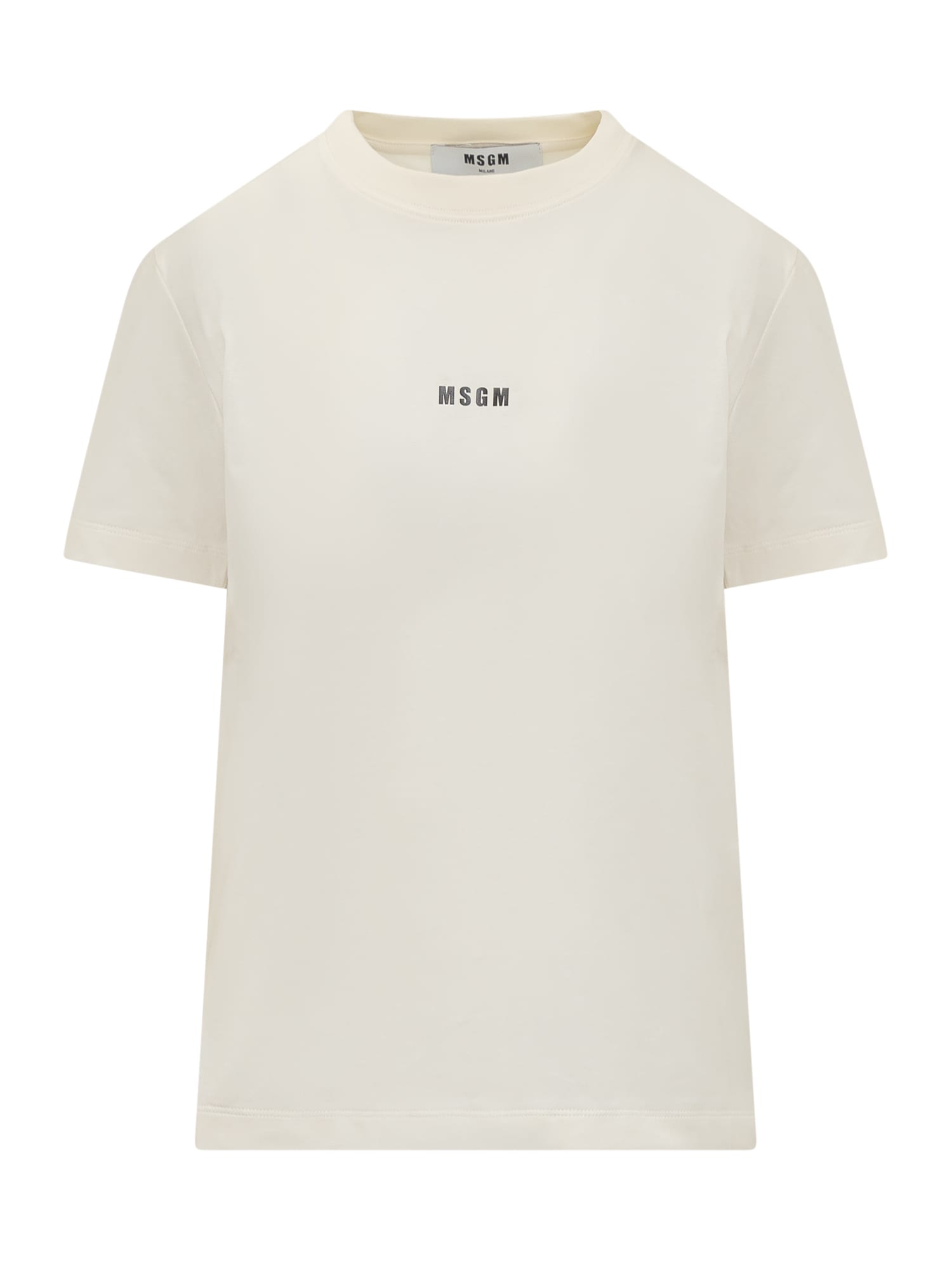 Msgm T-shirt With Logo In Off White
