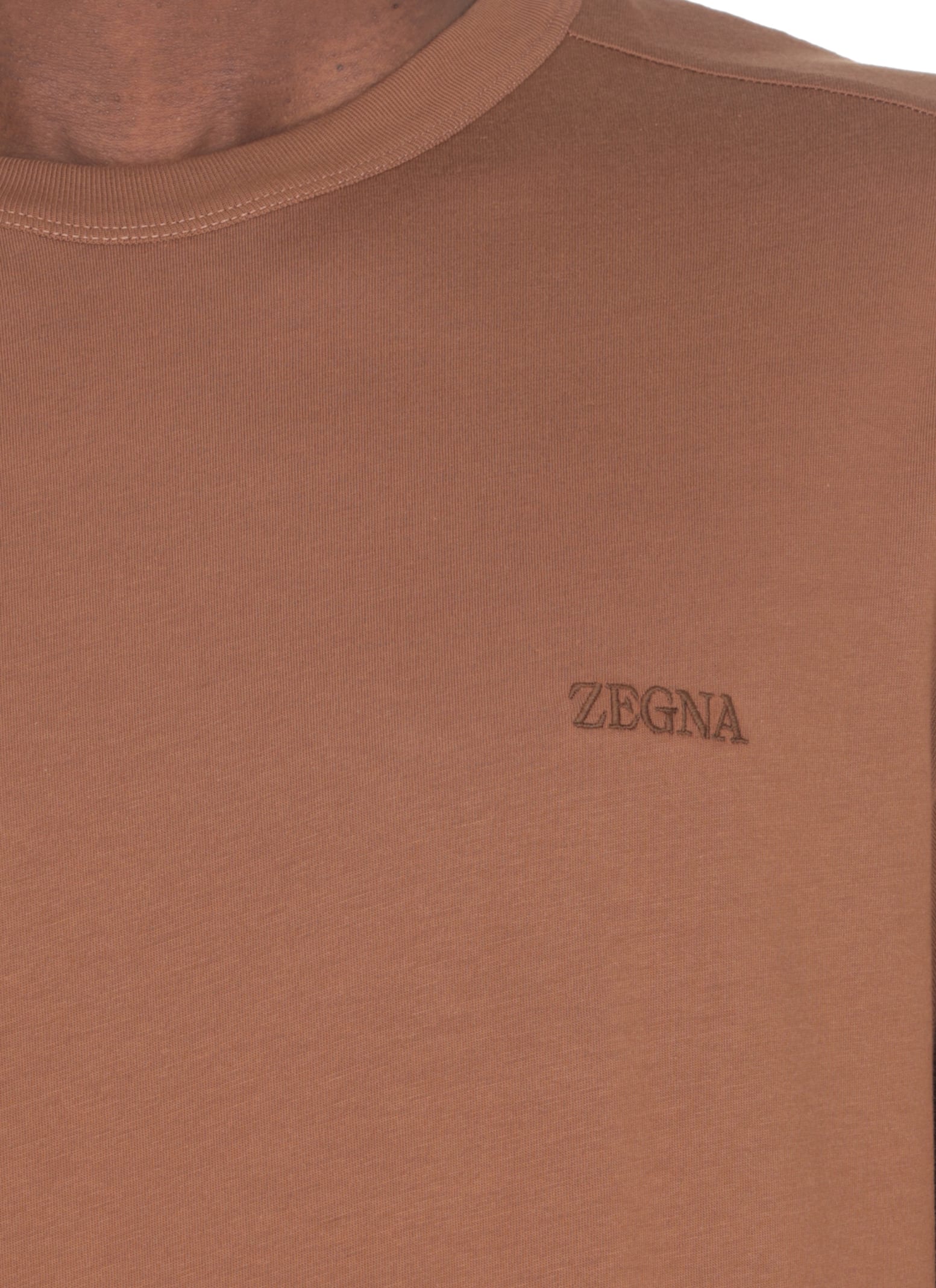 Shop Zegna Cotton T-shirt In Brown