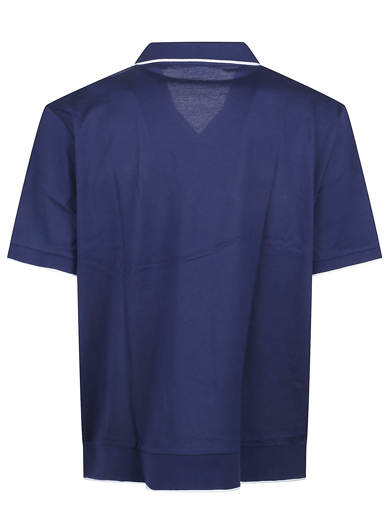 Polo Ralph Lauren Collared Shirt Ribbed Hem Short Sleeves In Blue