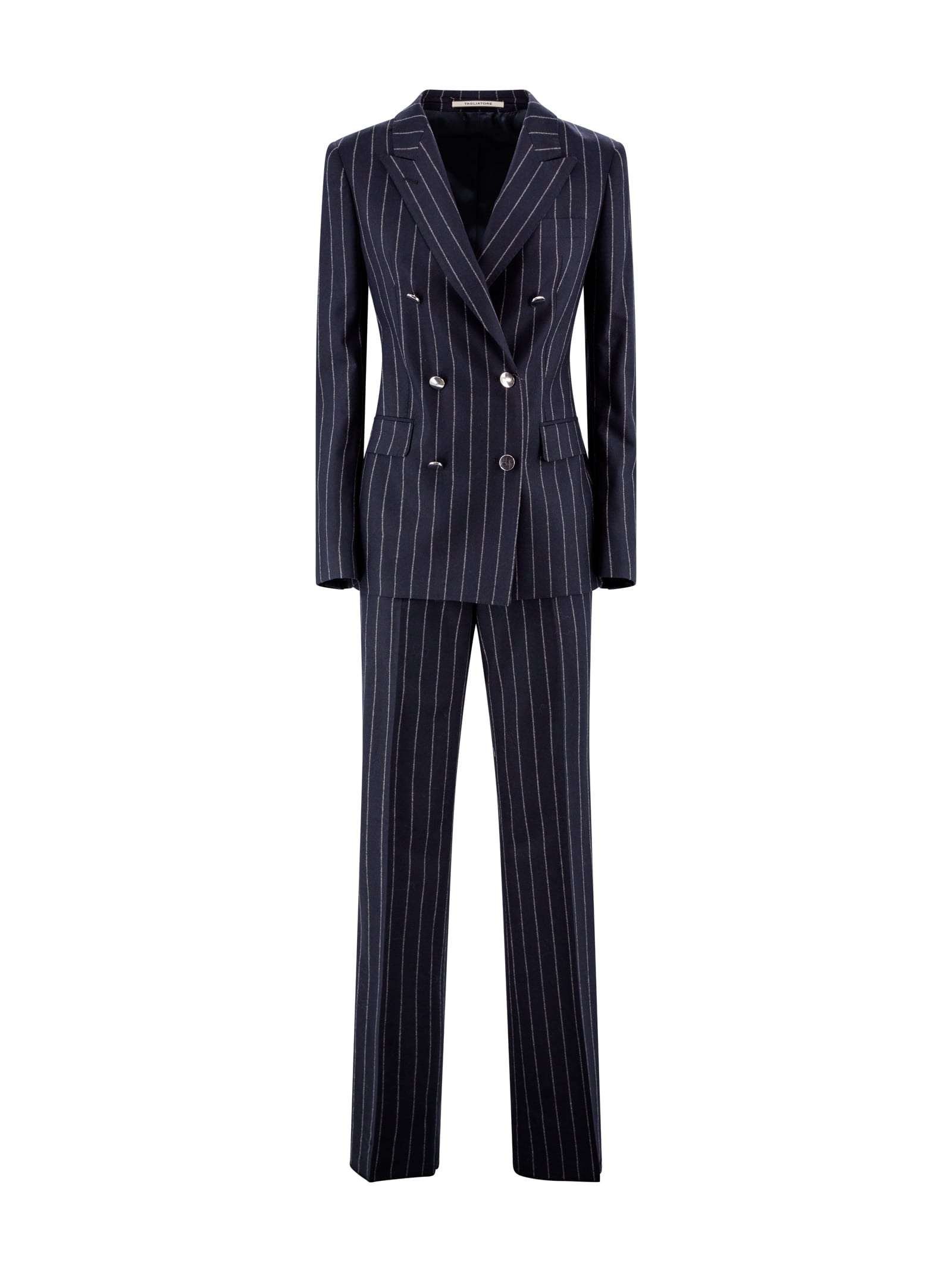 Shop Tagliatore Pinstriped Double-breasted Suit In Gessato