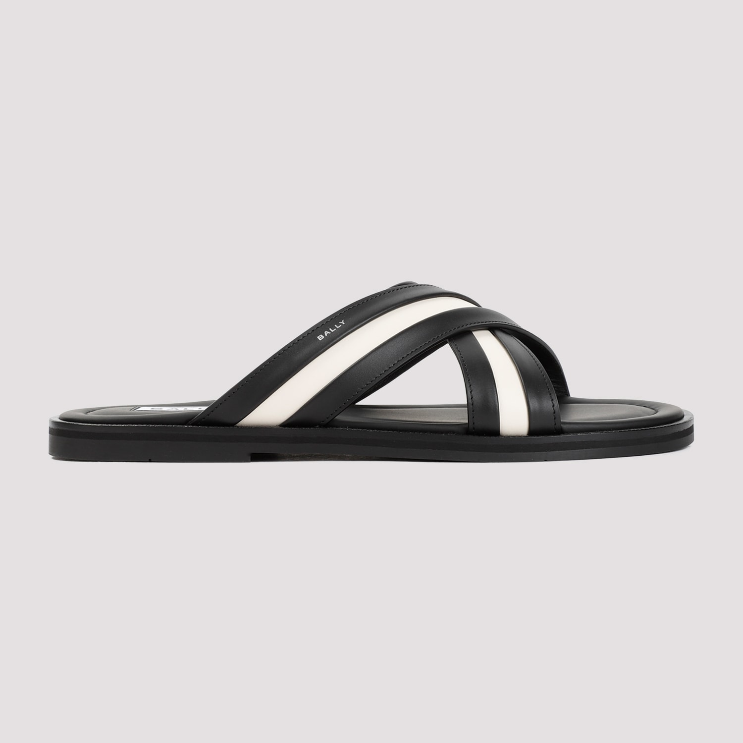 Bally Logo Stripe Slides In Black Bone