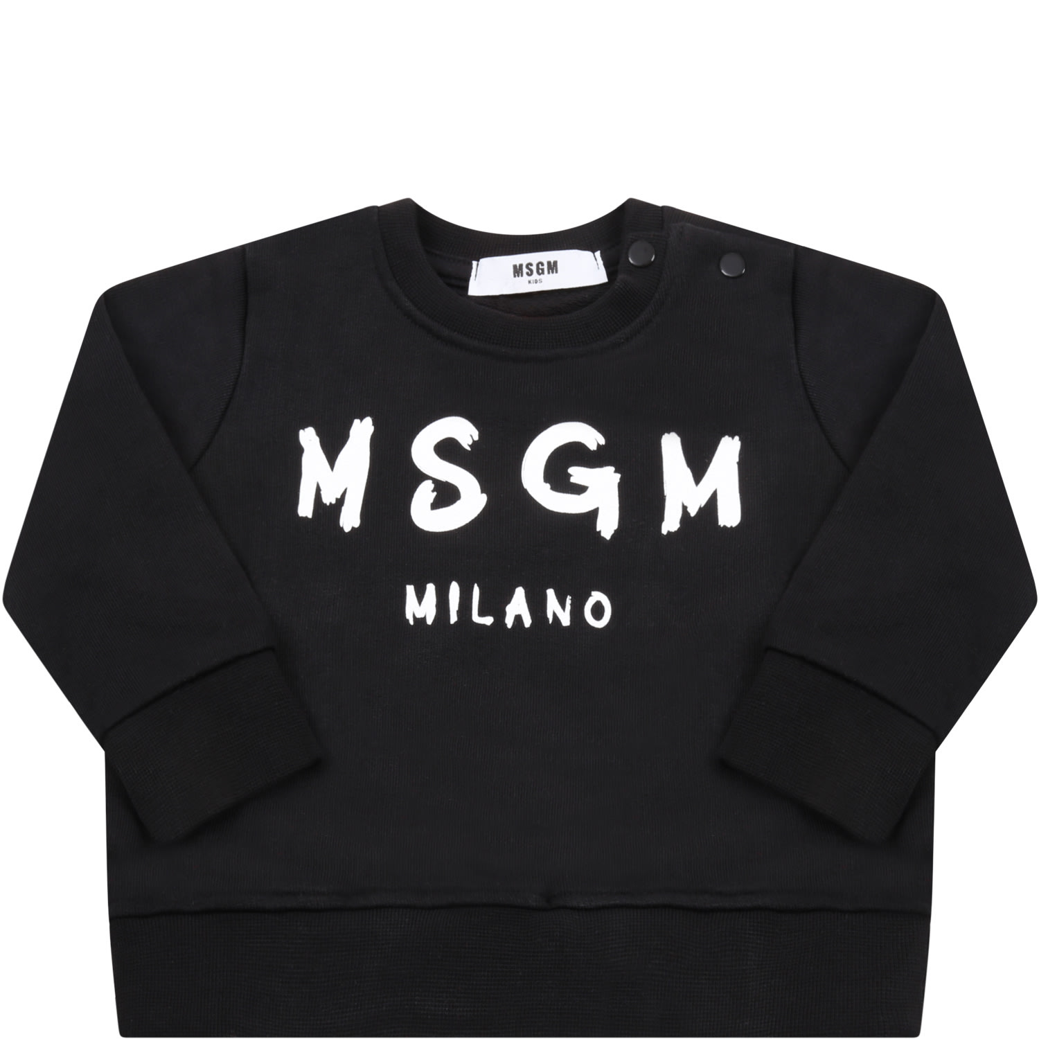 MSGM Black Sweatshirt For Babykids With Logo