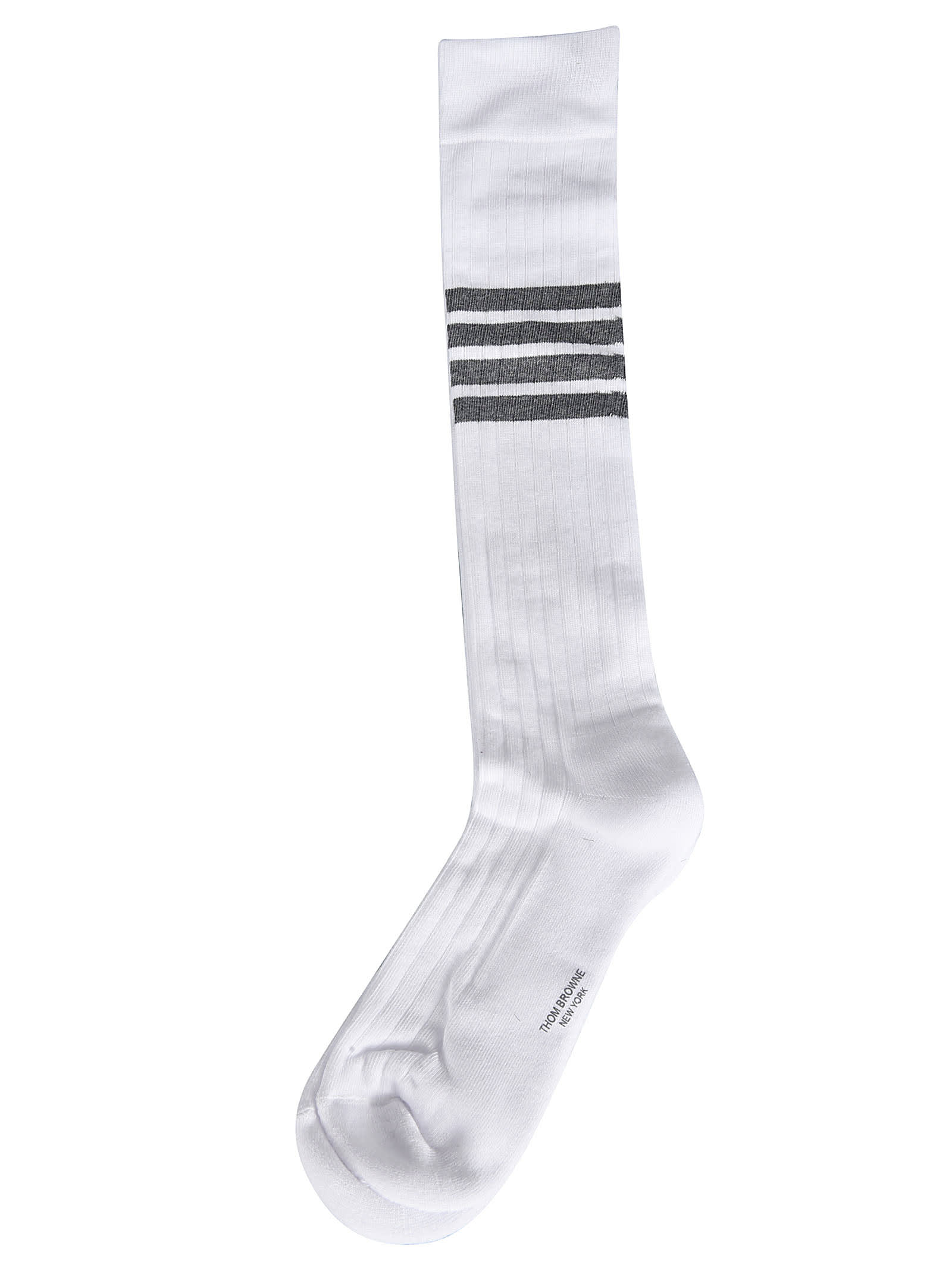 Thom Browne Logo Detail Long Socks In Grigio