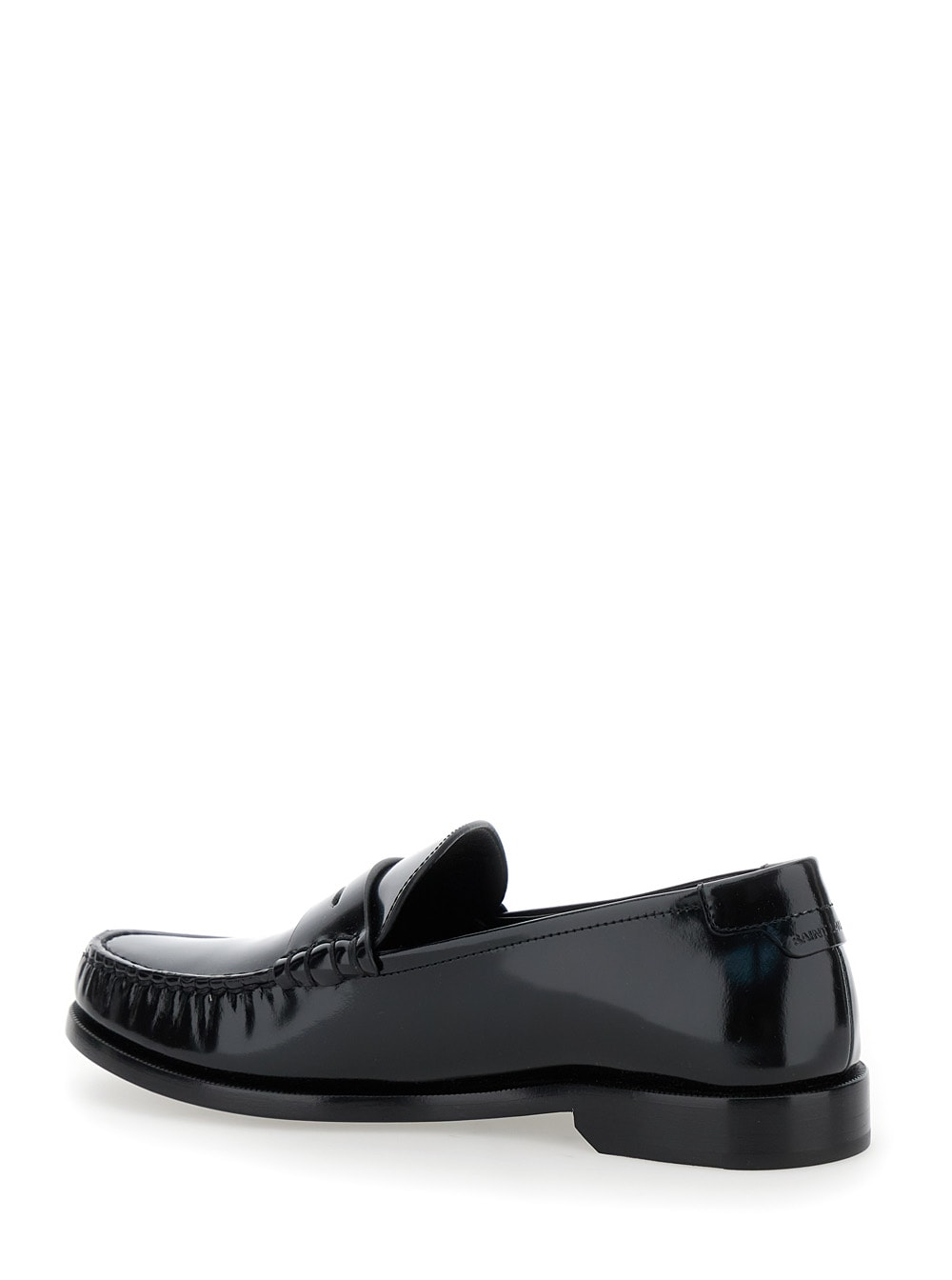 Shop Saint Laurent Black Loafers In Leather Woman