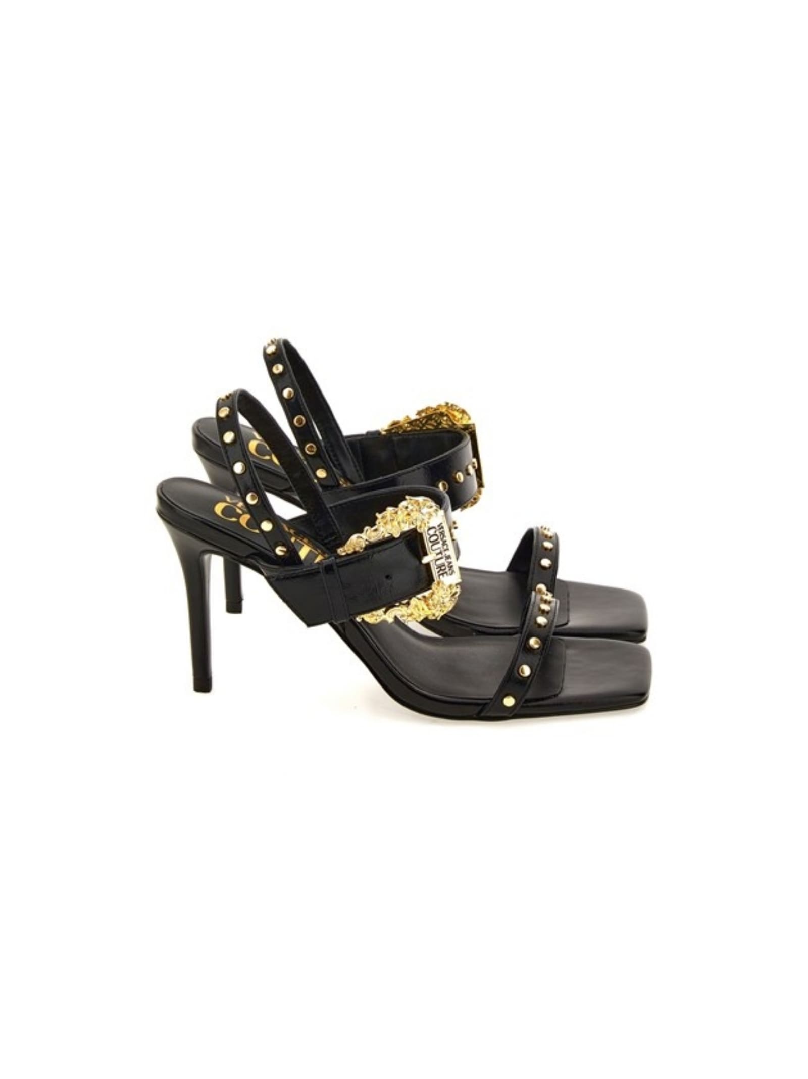 VERSACE JEANS COUTURE VERSACE JEANS COUTURE OPEN SANDALS WITH GOLD BUCKLE