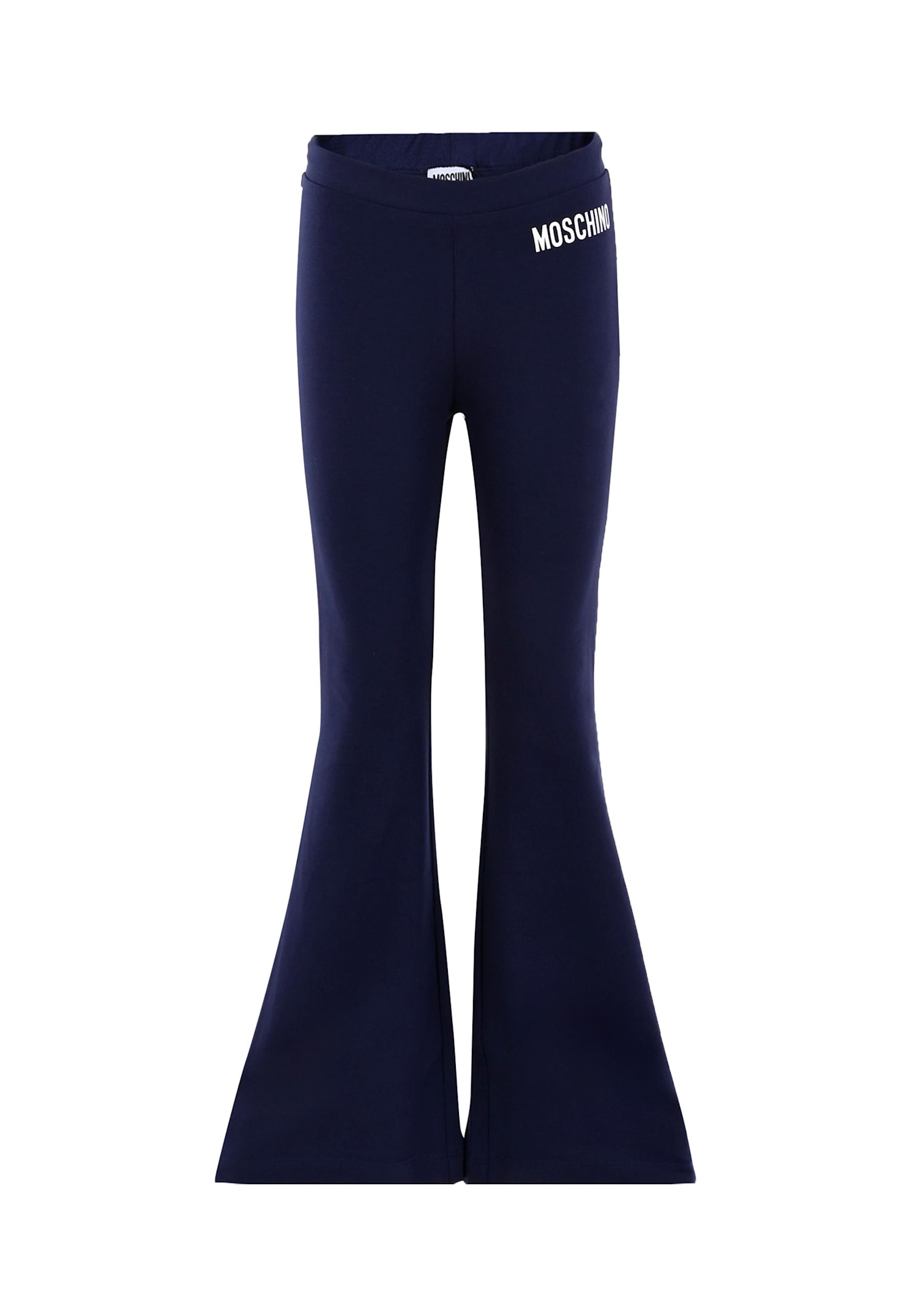 Moschino Blue Leggings For Girl With Logo In Blue