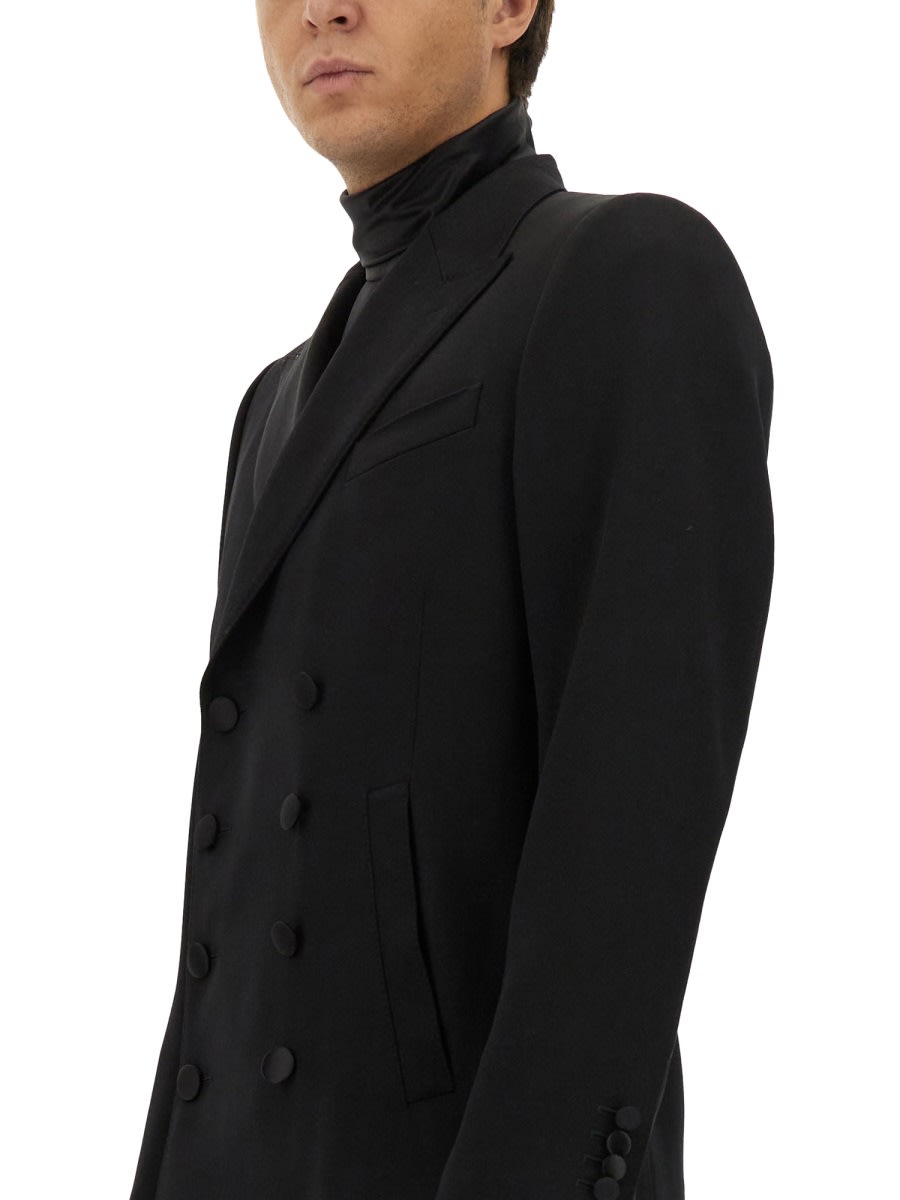 Dolce & Gabbana Stretch Wool Double Breast Blazer In Black