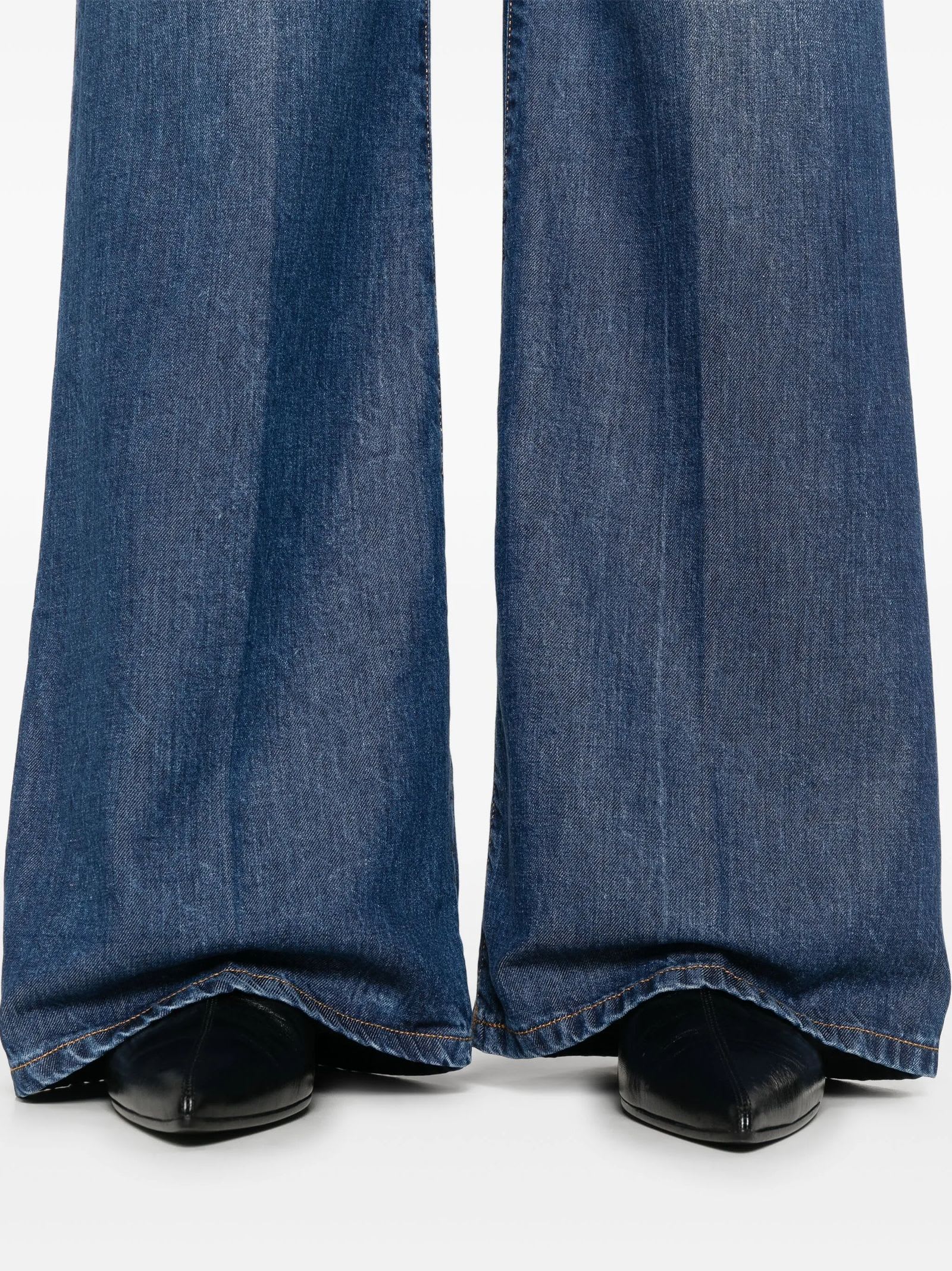 Dondup Amber Wide Flared Jeans In Blu