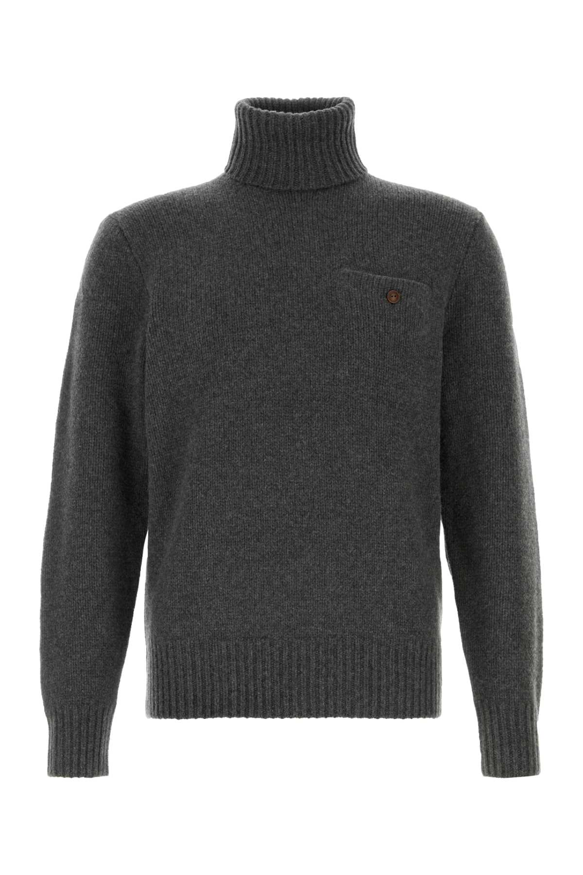 Shop Polo Ralph Lauren Dark Grey Wool Blend Sweater In Staticgreyheather