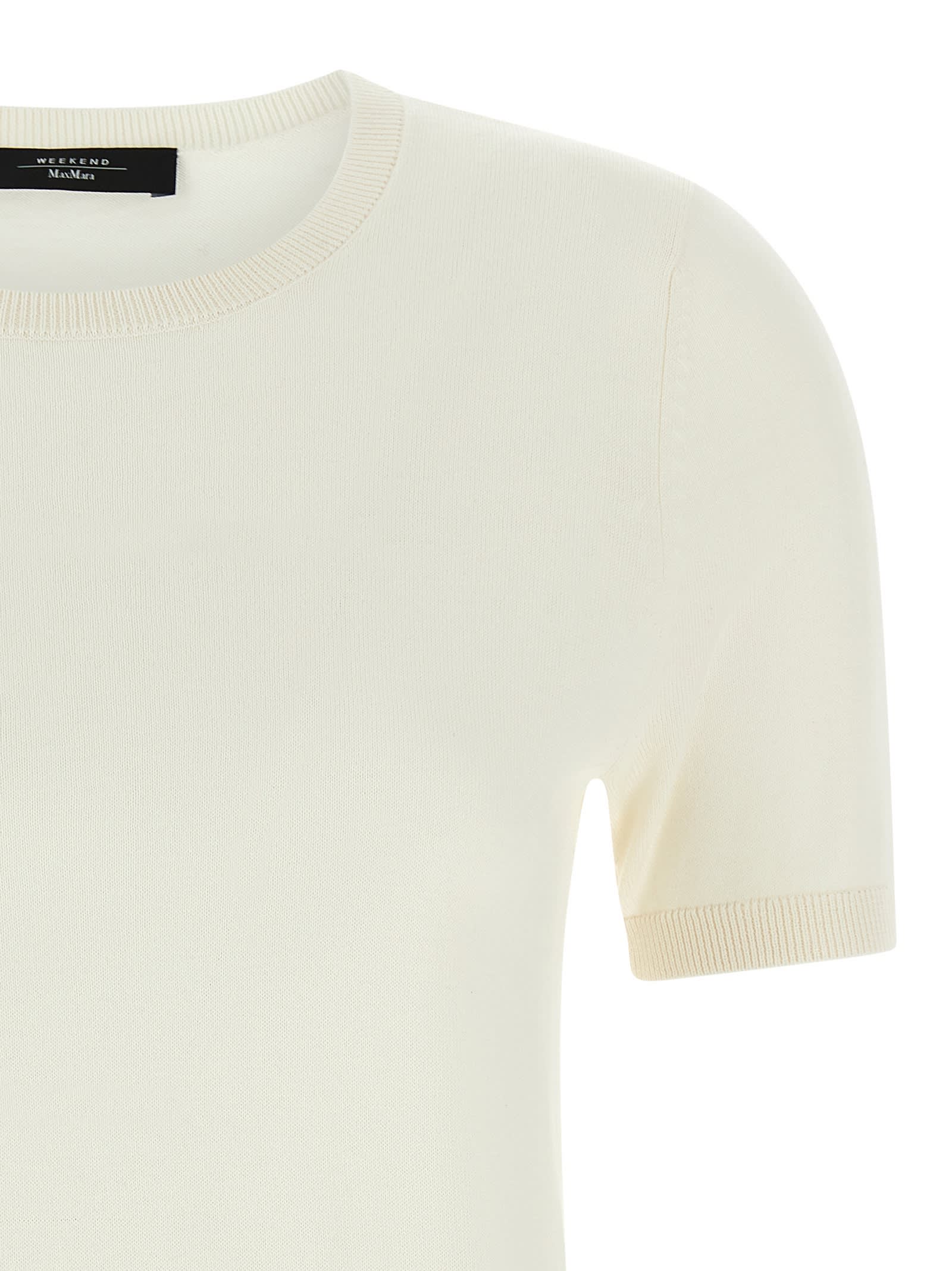 Weekend Max Mara Agro Short-sleeve Crew-neck Sweater In White