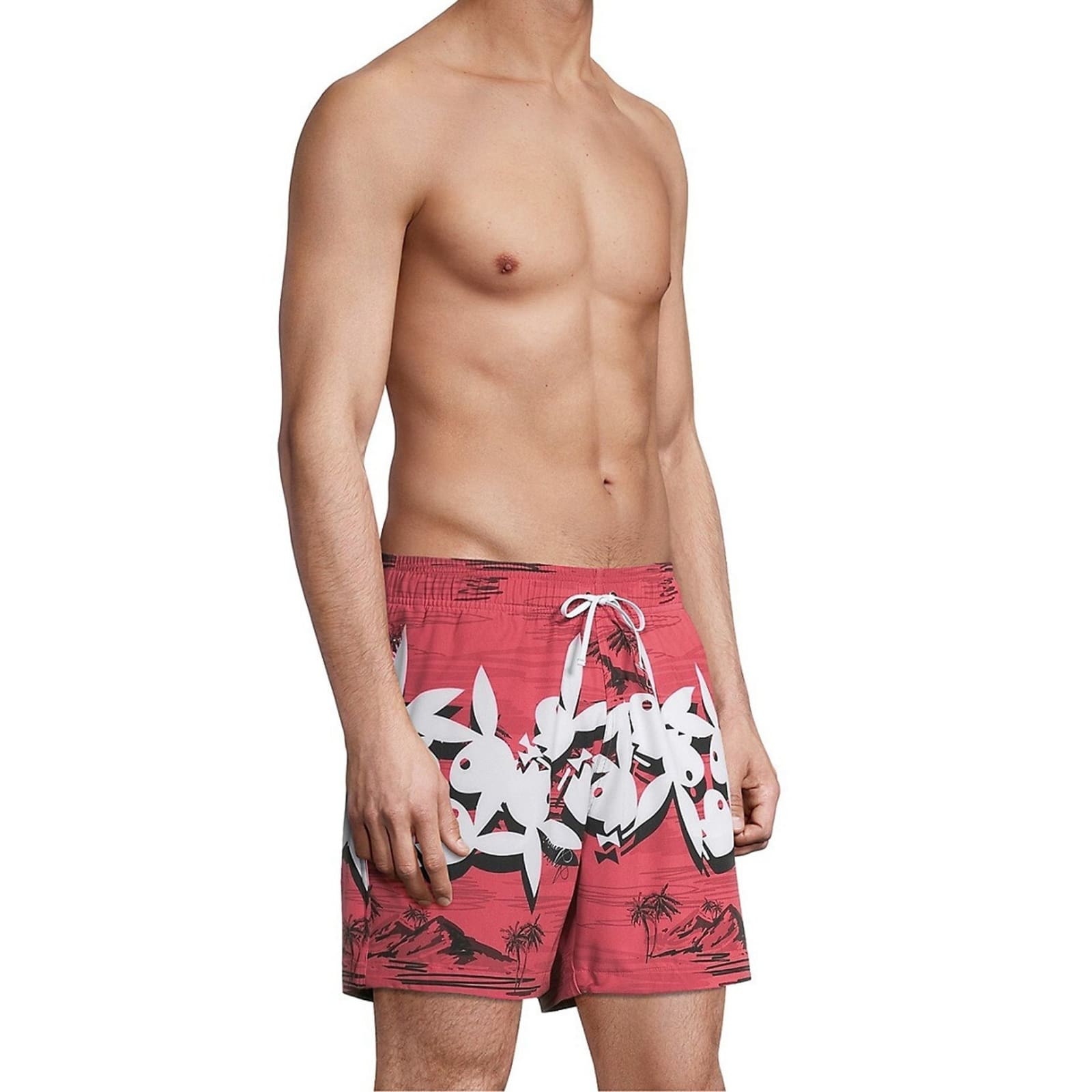 Shop Amiri Playboy Hawaiian Swim Shorts In Red