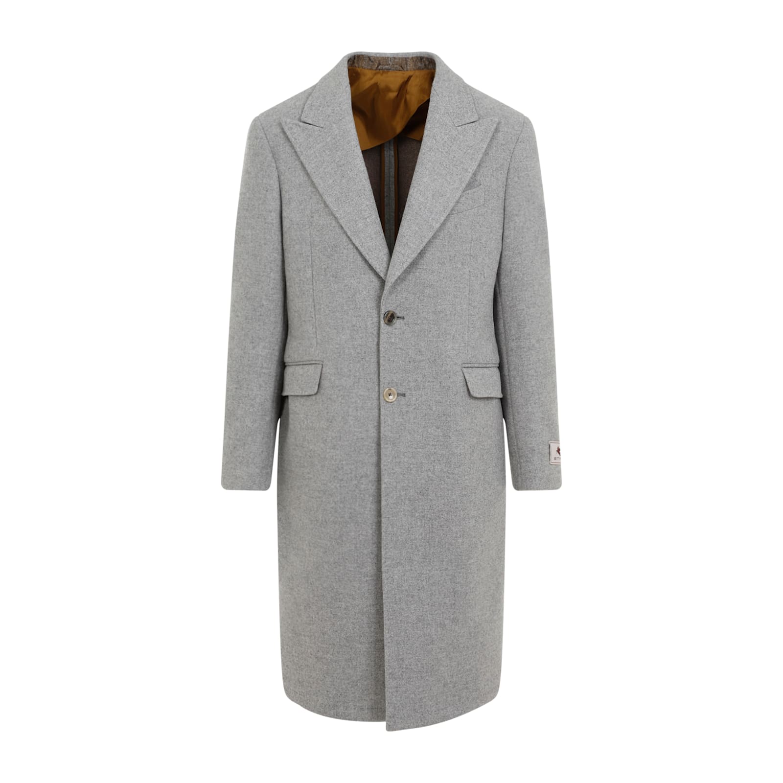 Etro Wool And Cashmere Long Coat In Grey