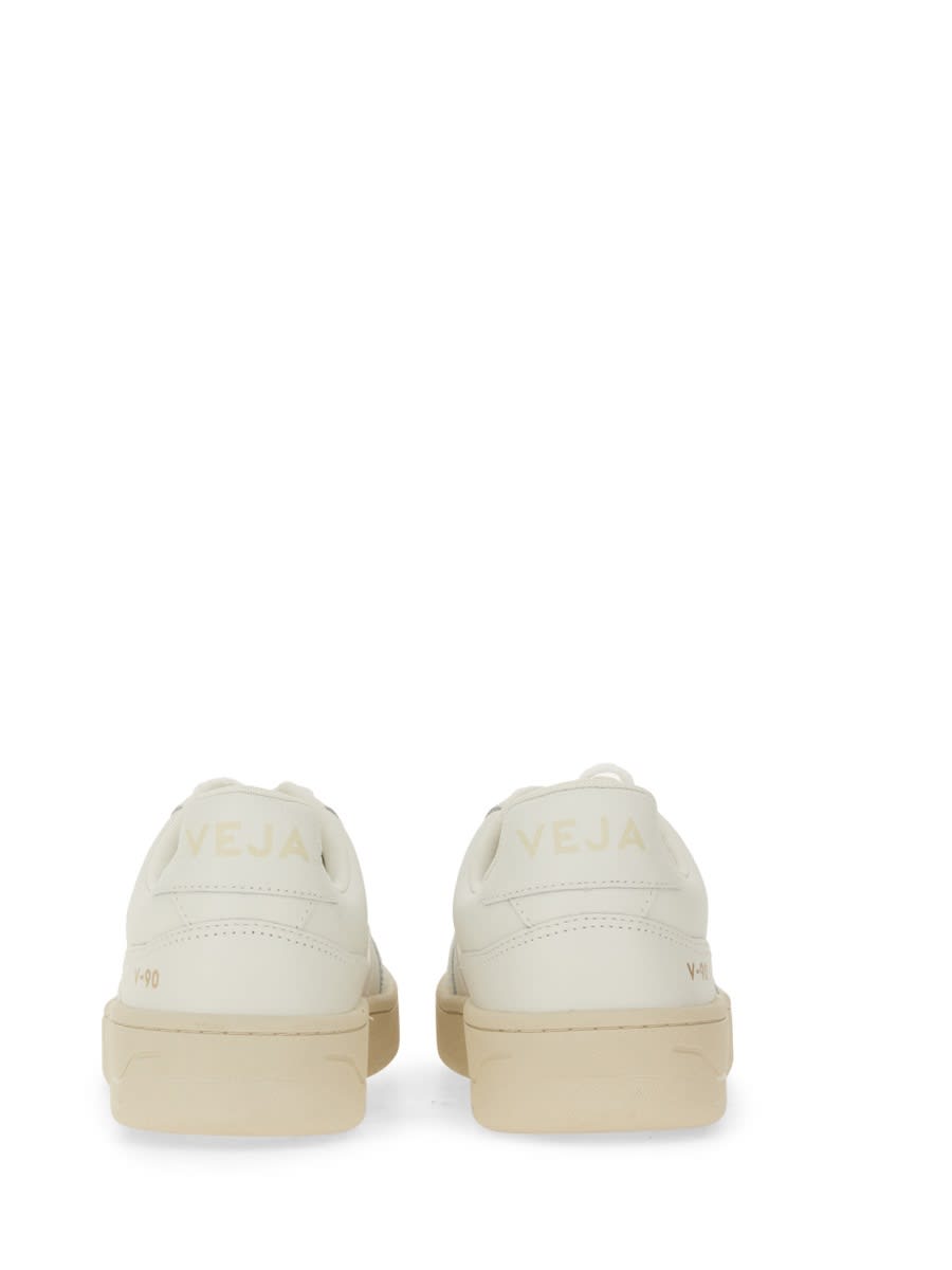Veja White Leather V-90 Sneakers In White