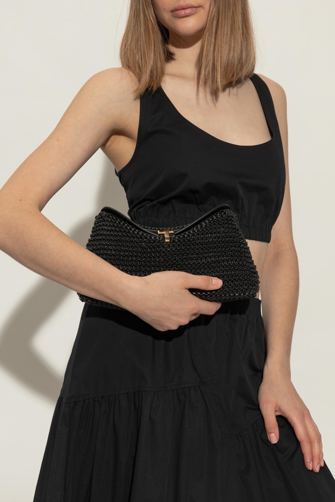 Totême Woven Leather T-lock Clutch Bag