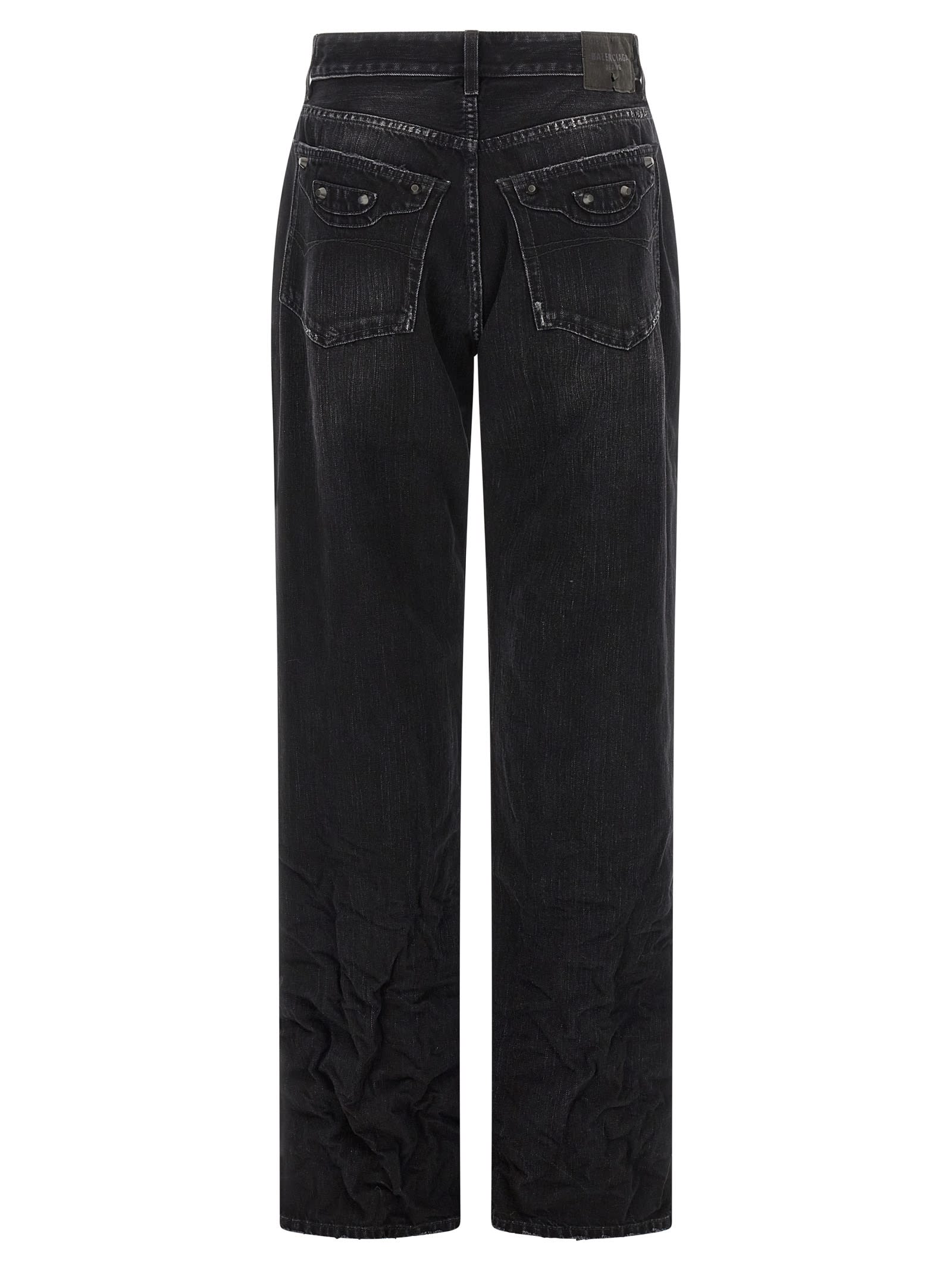 Balenciaga Urban Style Denim Trousers Featuring Pockets In Black