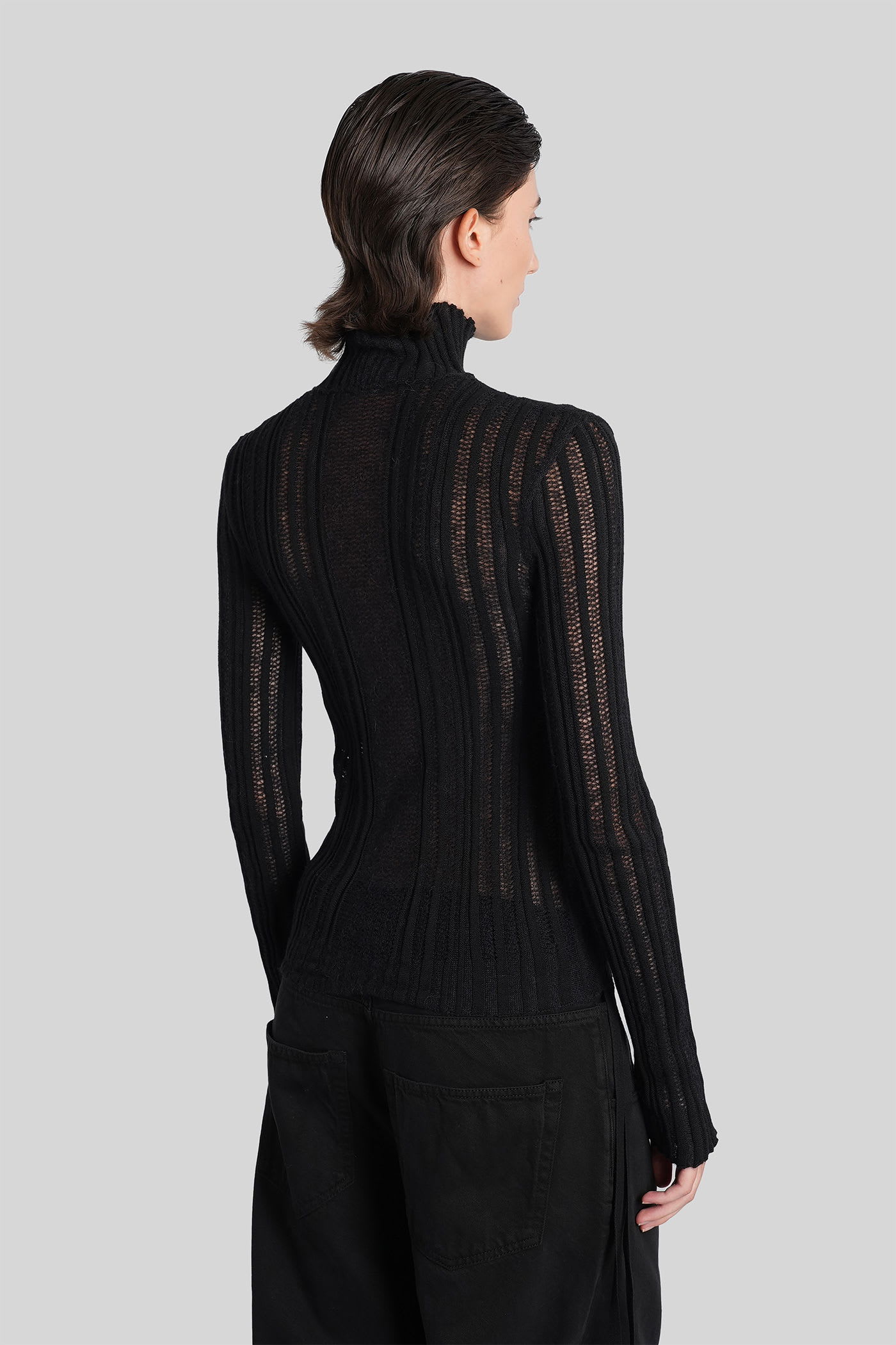 Ann Demeulemeester Aamu Knitwear In Black Cotton In Black