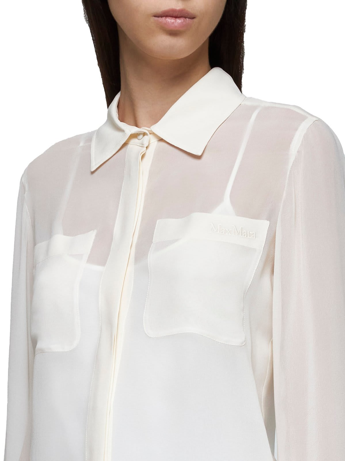 Shop Max Mara Curved Hem Long-sleeved Shirt