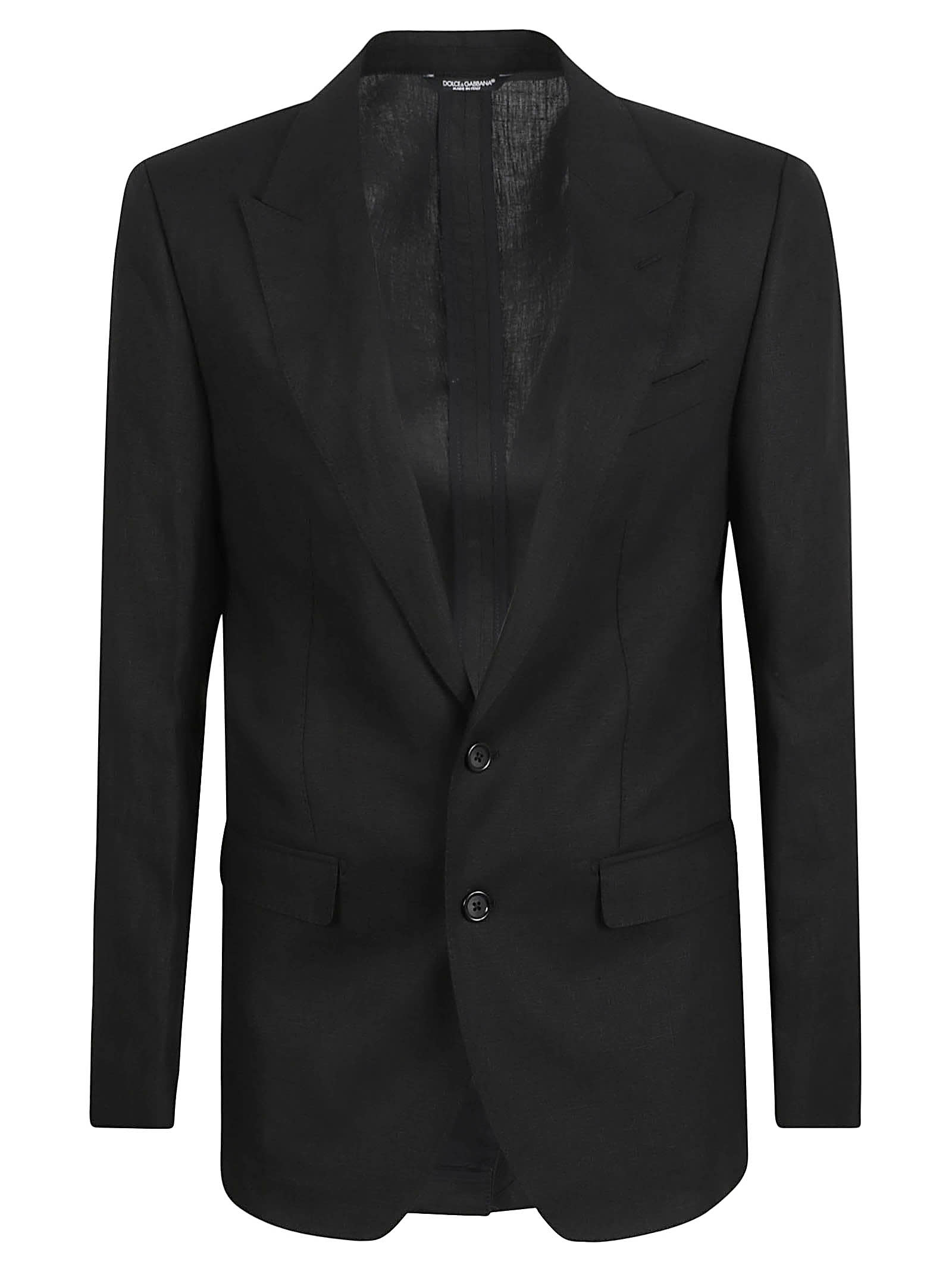 Shop Dolce & Gabbana Rear Slit Plain Blazer In Black