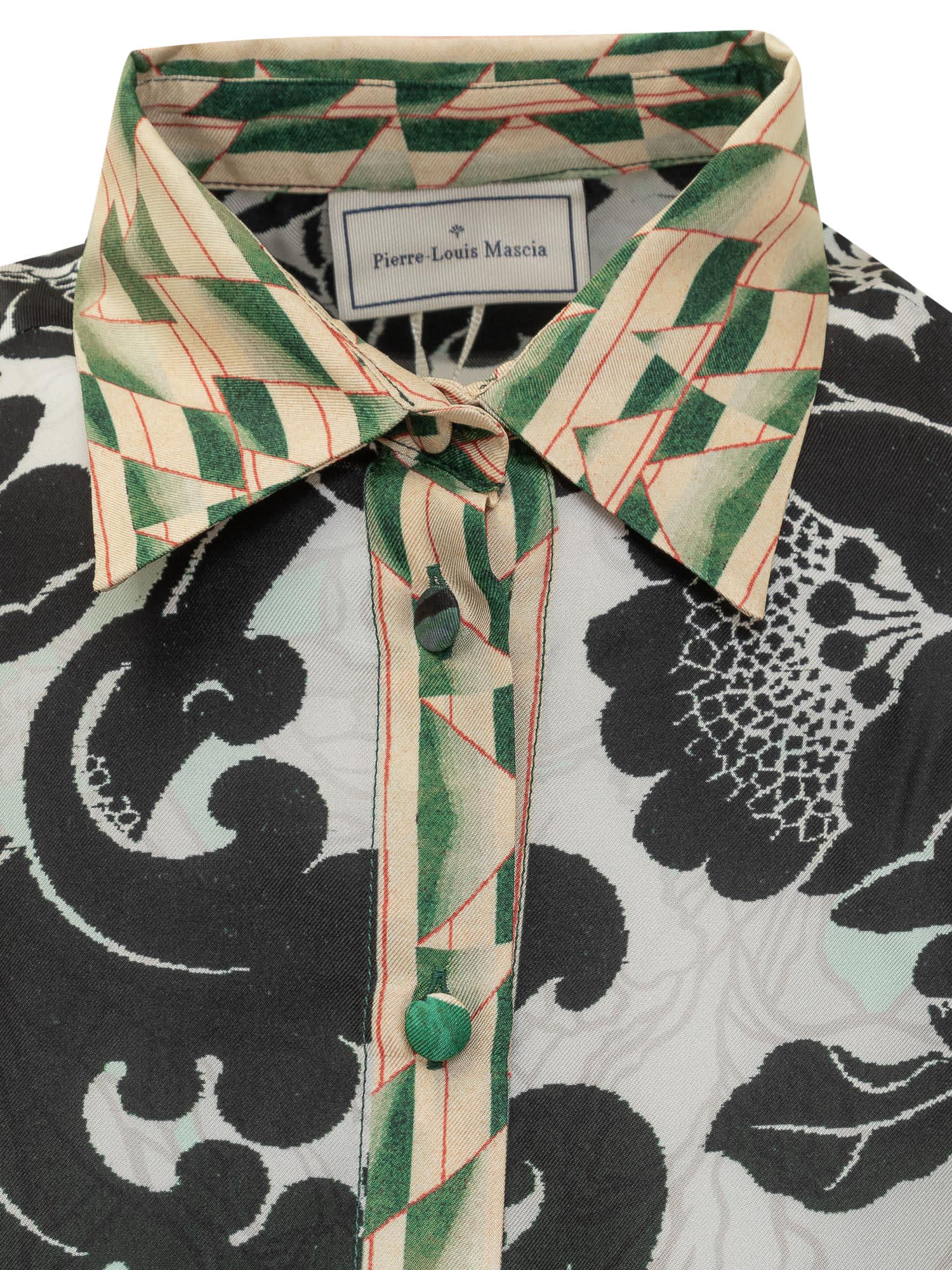 Shop Pierre-louis Mascia Silk Shirt With Floral Pattern In Green