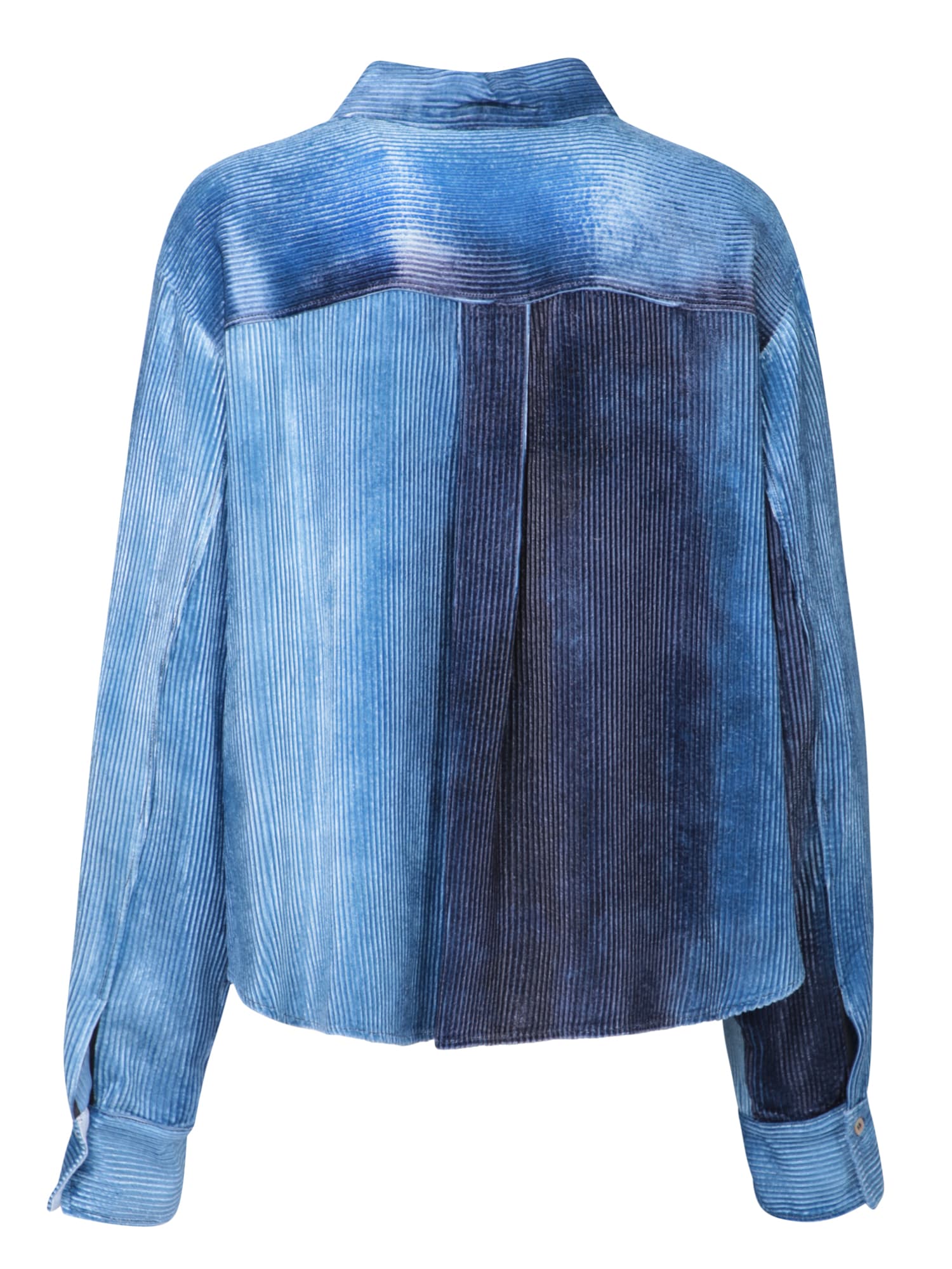 Shop Forte Forte Blue Degradã© Velvet Denim Shirt