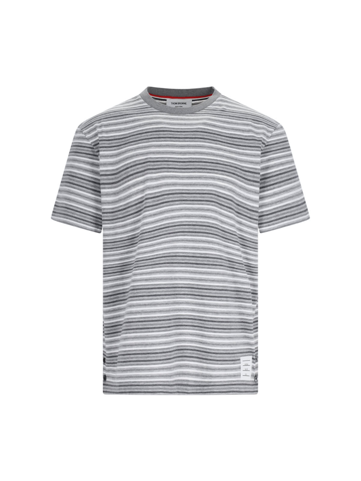 Shop Thom Browne Polo Striped T-shirt In Gray