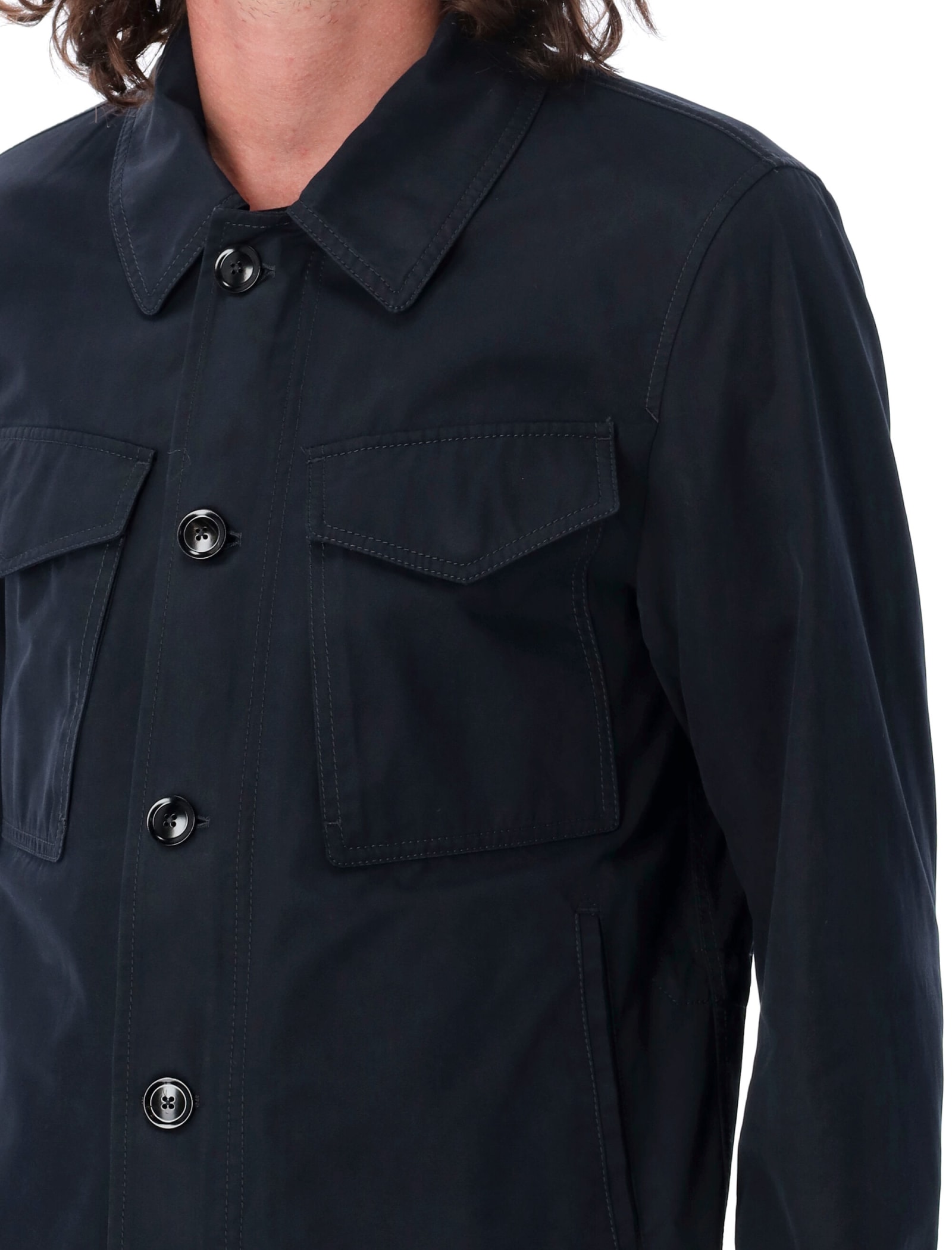 Shop Tom Ford Enzyme Twill Outershirt In Navy