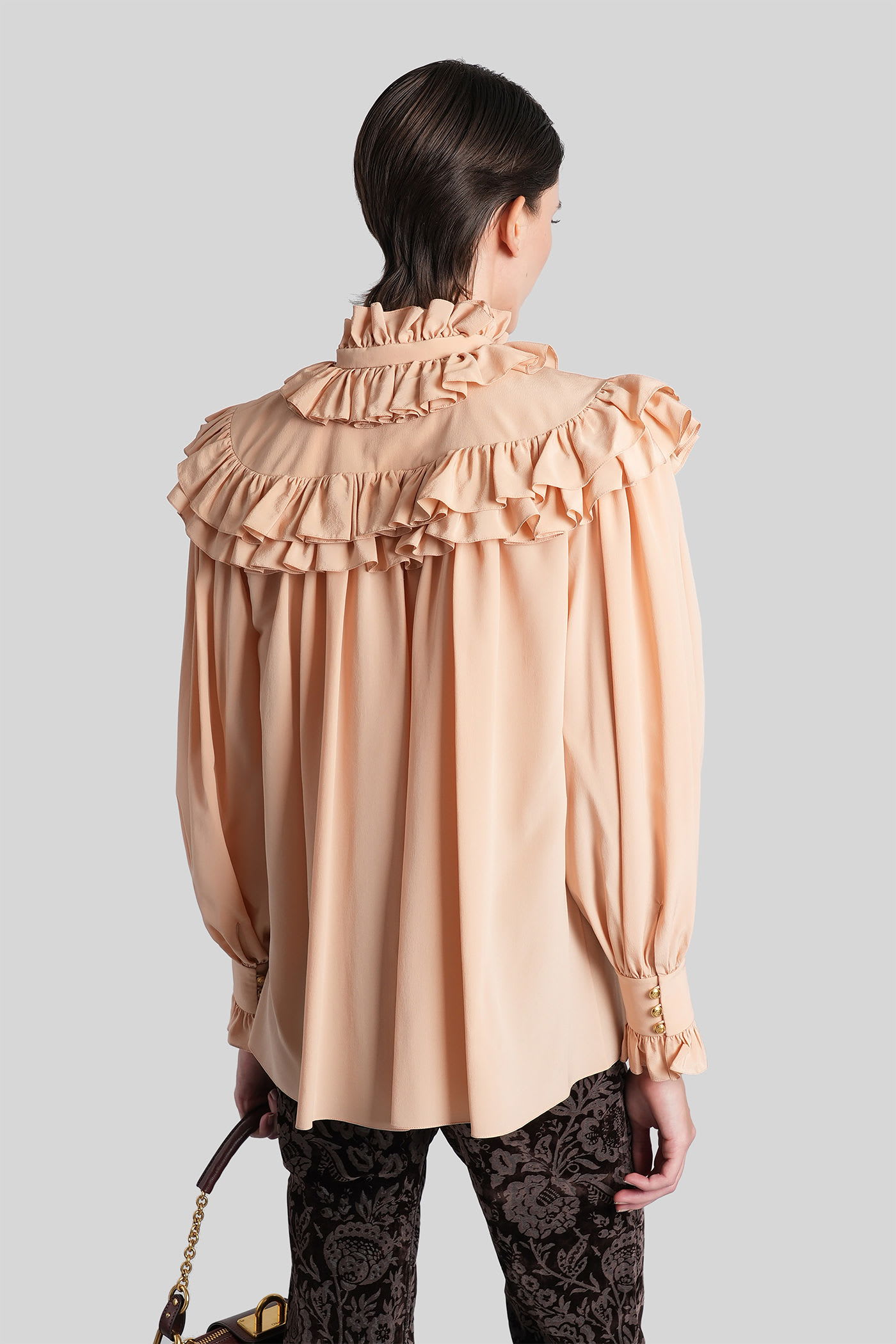 Chloé Oversized Top With Ruffles In Pink