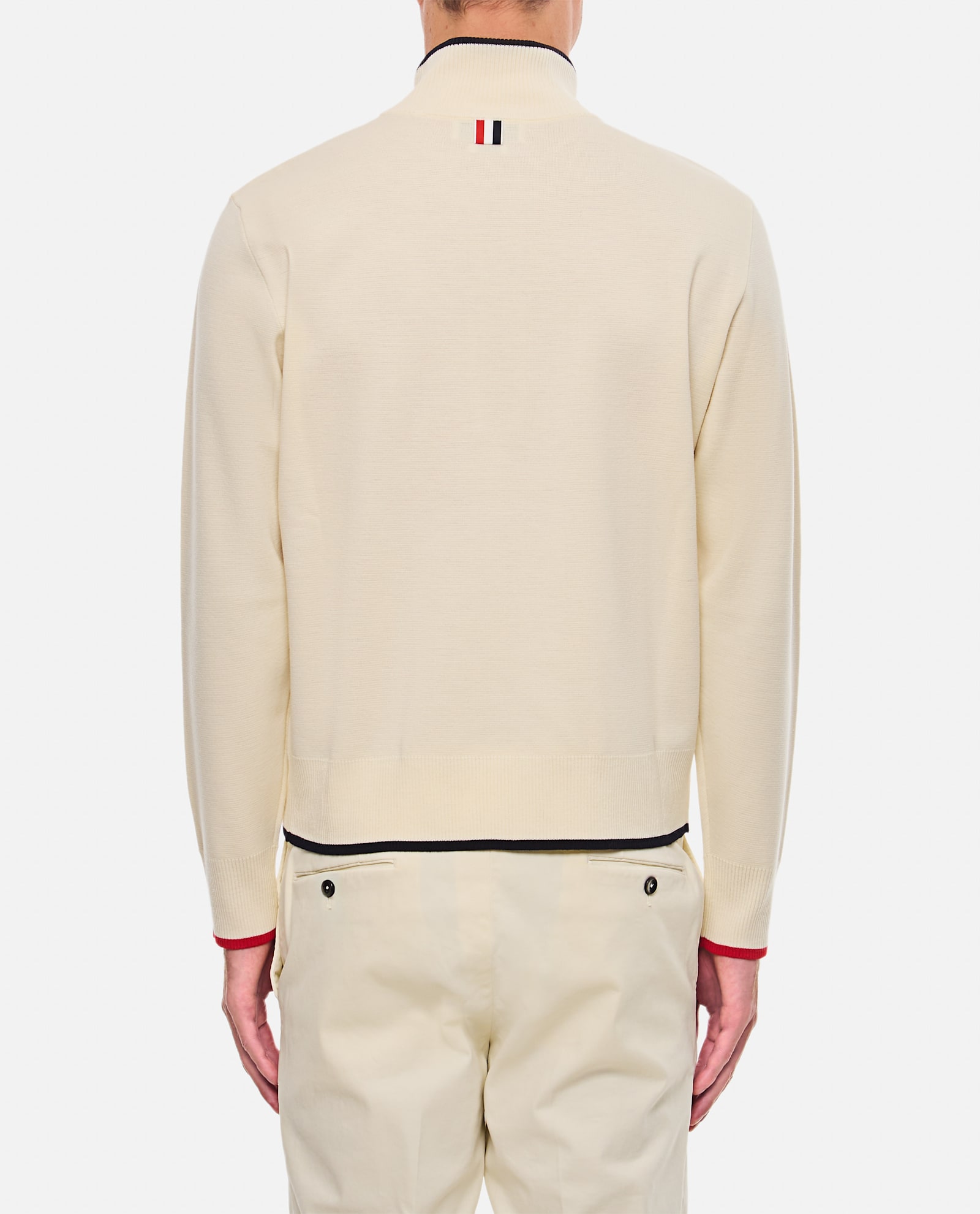 Shop Thom Browne Half Zip Pullover In White