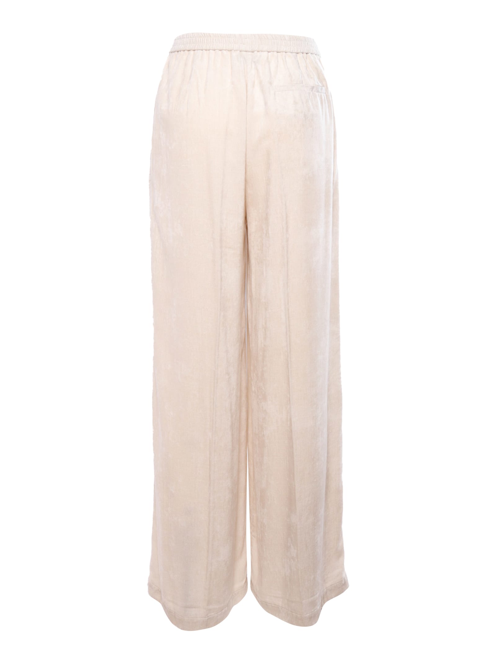 Shop Forte Forte Matt Velvet Stiped Wide Leg Trousers In White