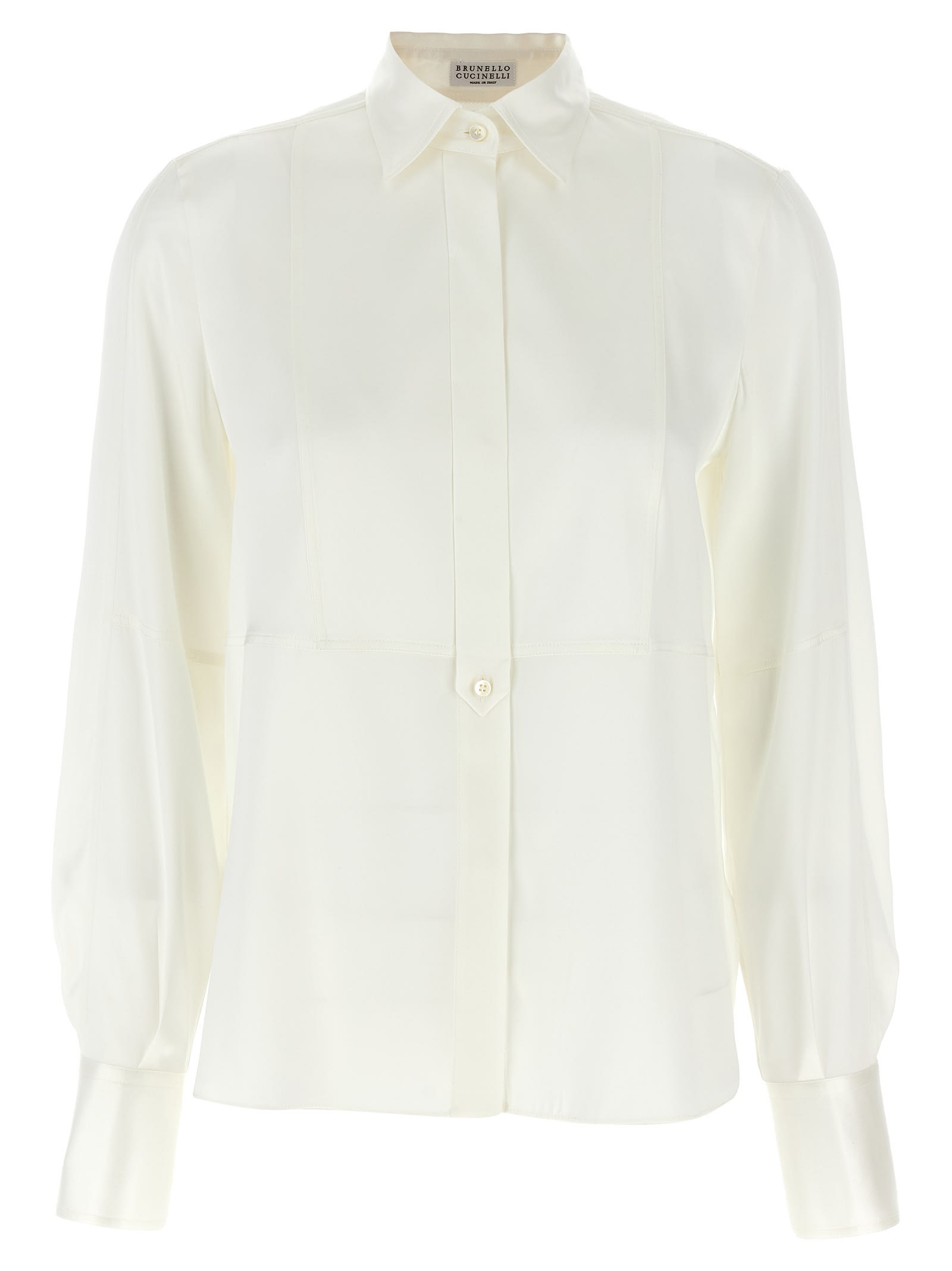 Shop Brunello Cucinelli Monile Silk Shirt In White