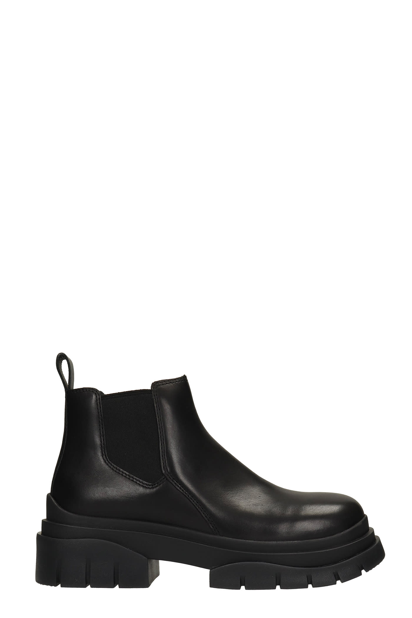 Ash Shadow Low Heels Ankle Boots In Black Leather