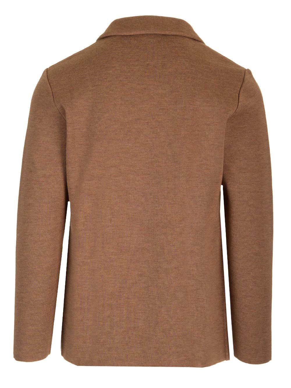 Shop Lardini Double Breasted Knitted Jacket In Brown