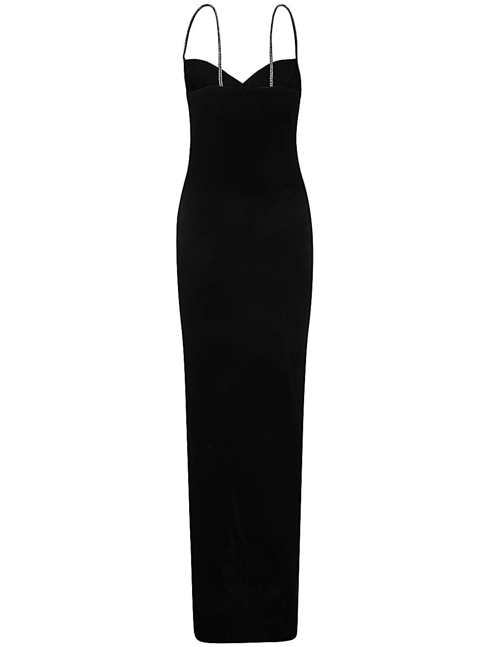 Shop Balmain Thin Strap Knit Long Slit Dress In Eac Noir Argent