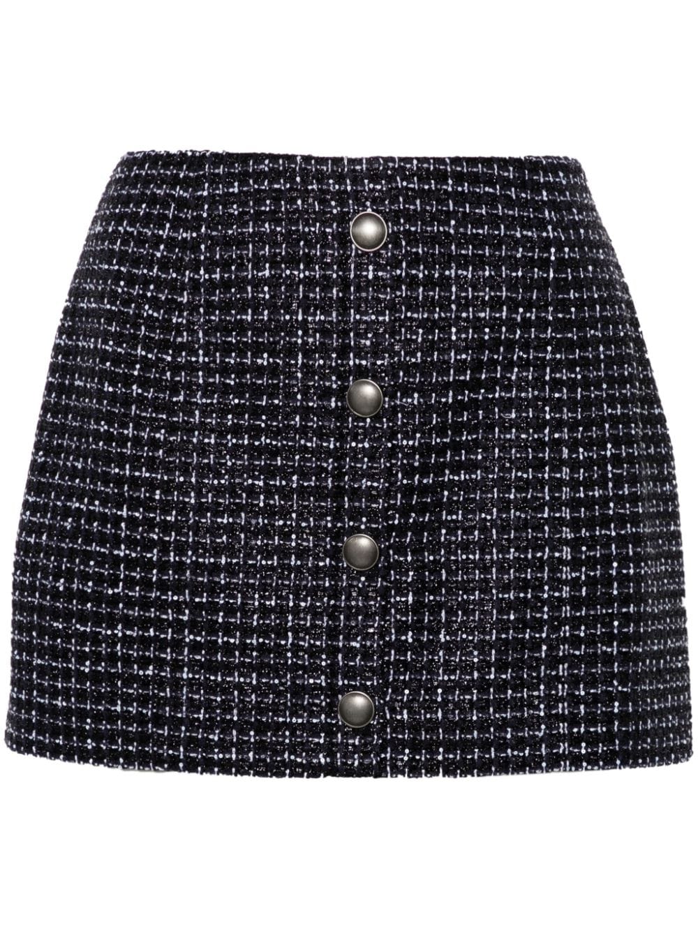 Alessandra Rich Sequin Checked Tweed Mini Skirt
