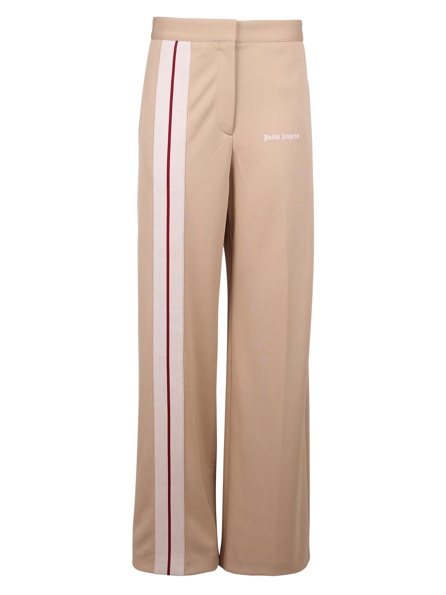 Palm Angels Stripe-detail High-waisted Trousers In Beige