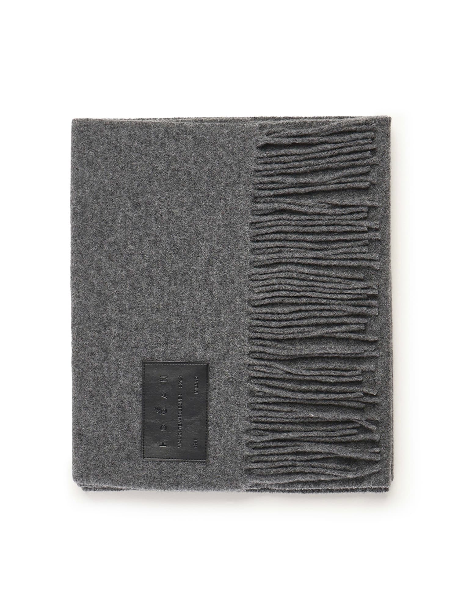 Hogan Cashmere Blend Scarf In Gray