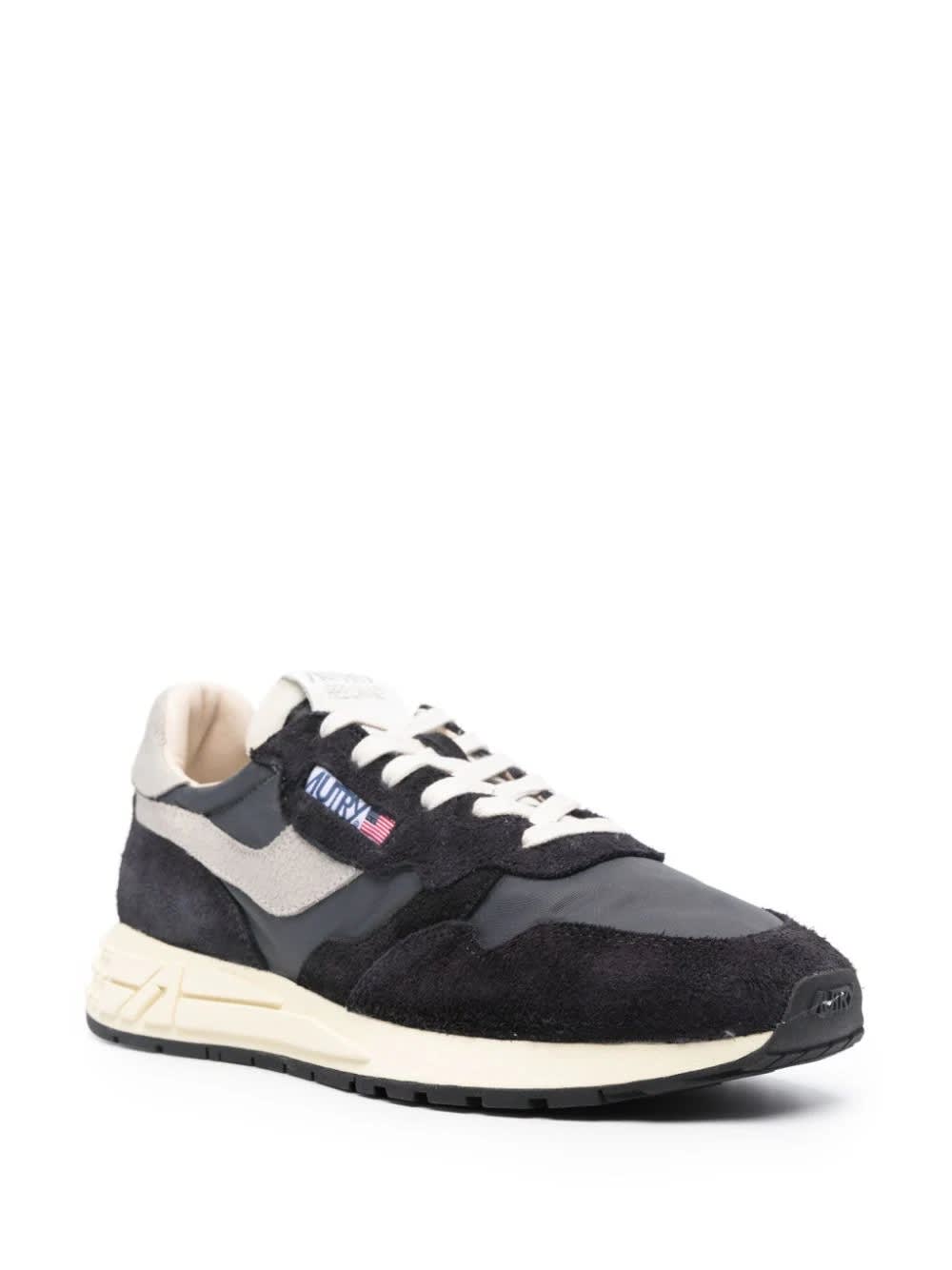 Shop Autry Reelwind Low Sneakers In Black Nylon And Suede