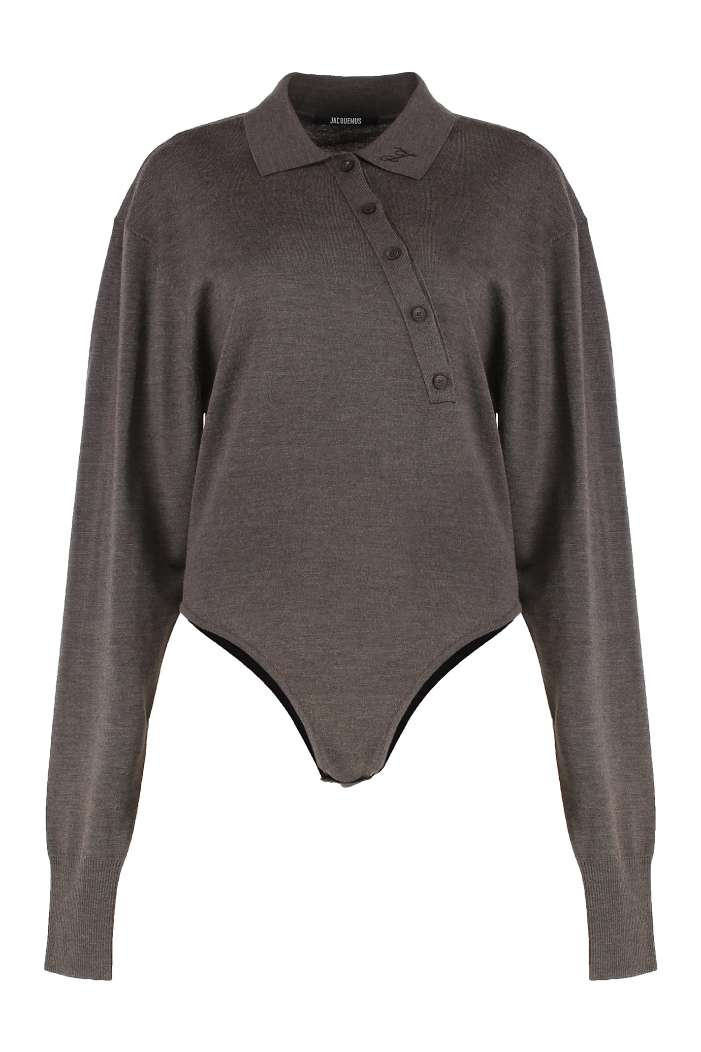 Jacquemus Long Sleeve Body Polo Collar In Brown