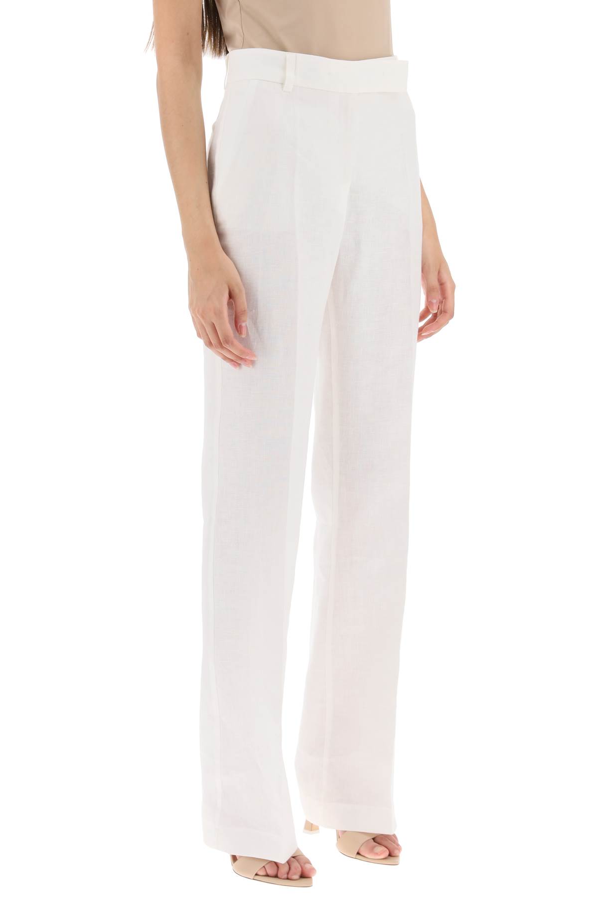 Shop Hebe Studio Loulou Linen Pants In Cream Calypso (white)