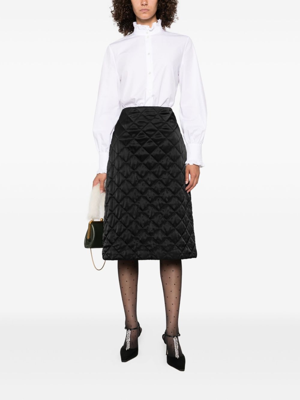 Valentino Garavani High-neck Shirt With Ruffles In White