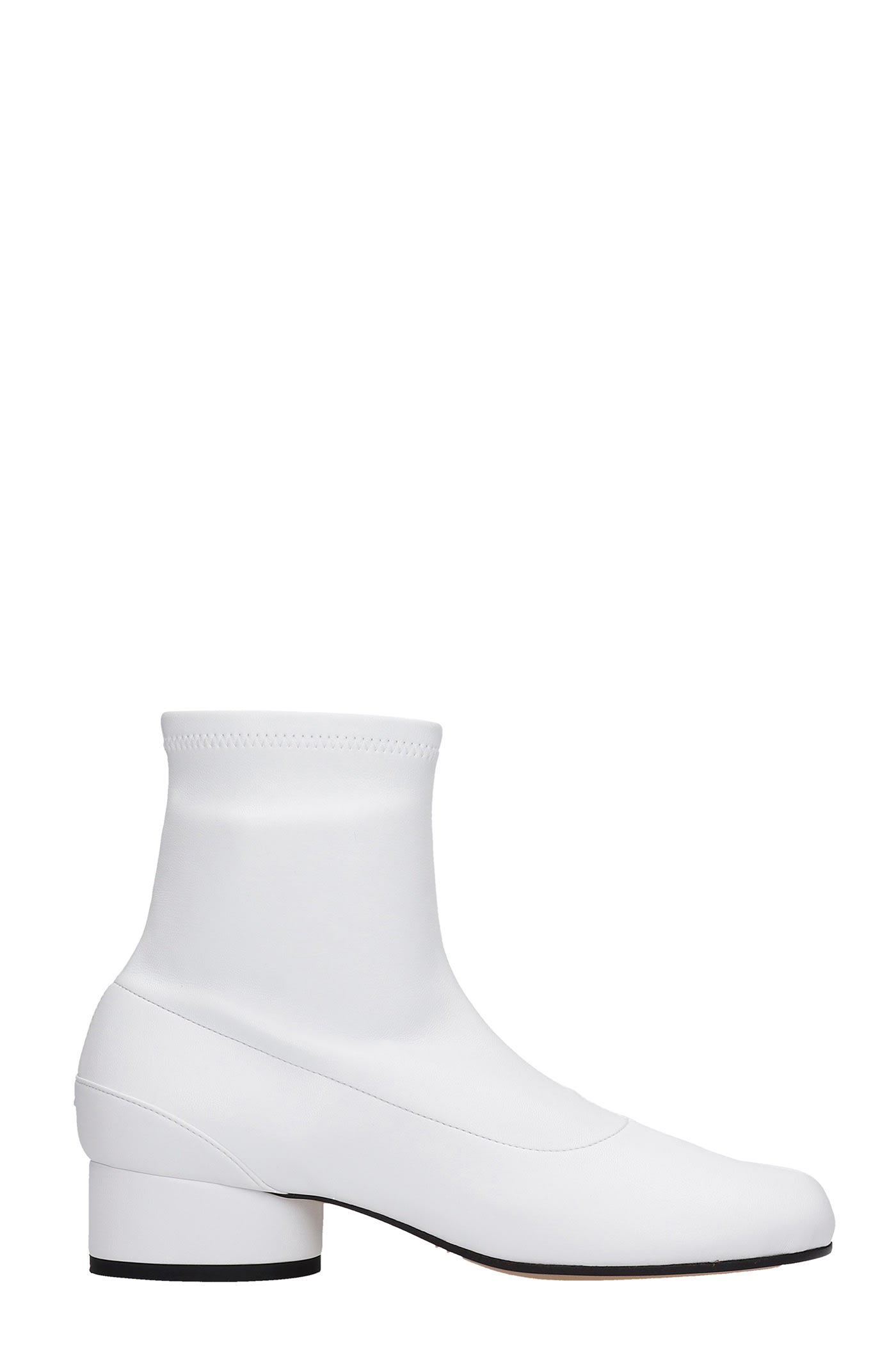 Maison Margiela Tabi Low Heels Ankle Boots In White Leather