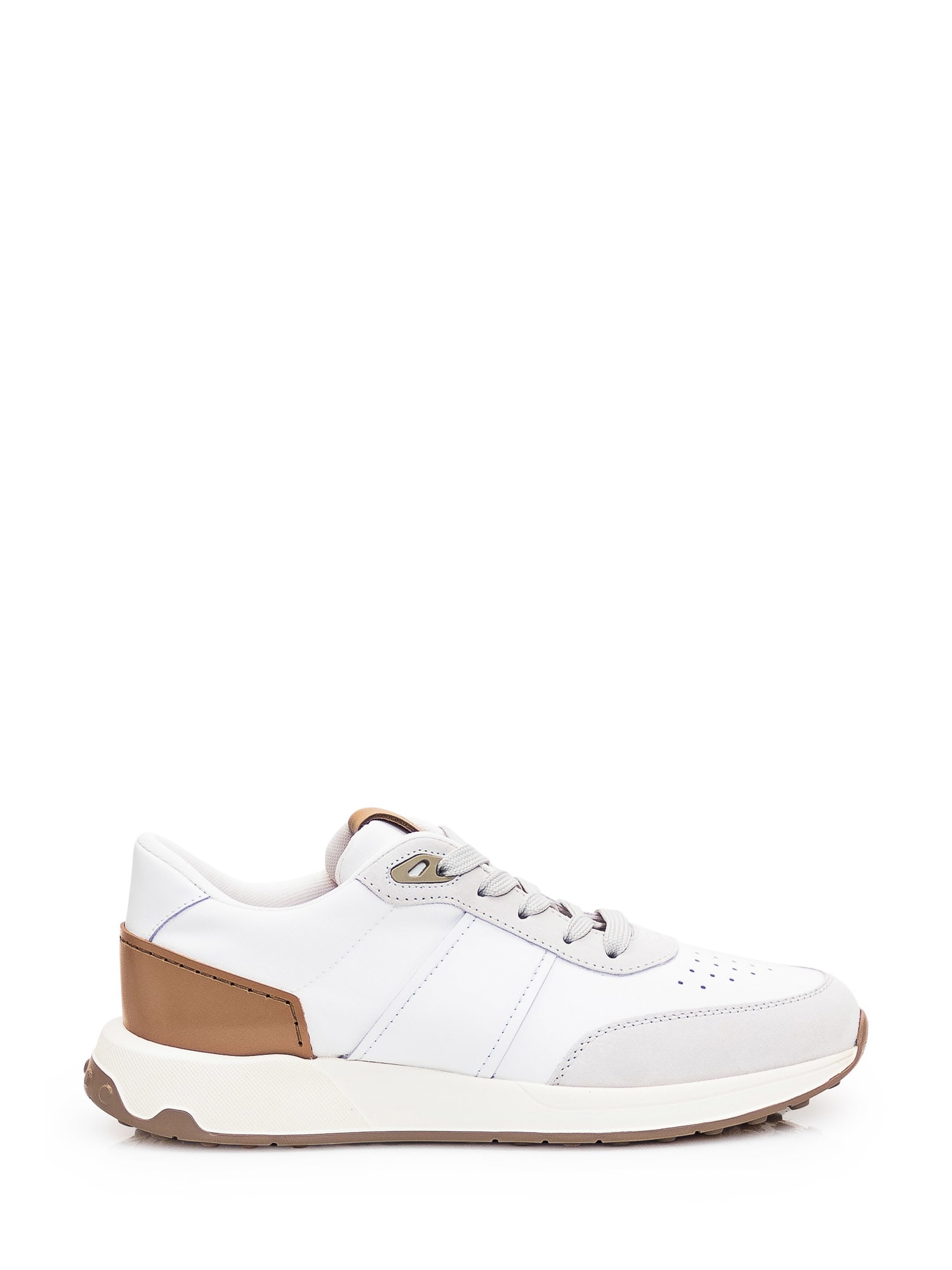Tod's Low-top Suede And Leather Sneakers In Bianco-latte
