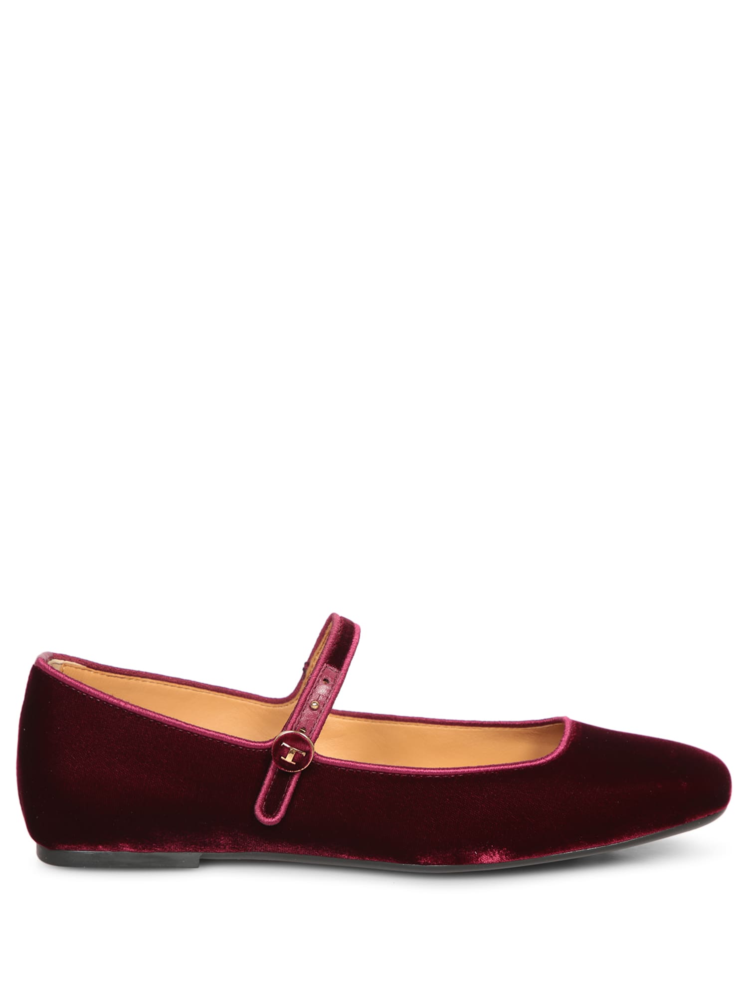 Shop Tod's Velvet Ballerinas In Bordeaux