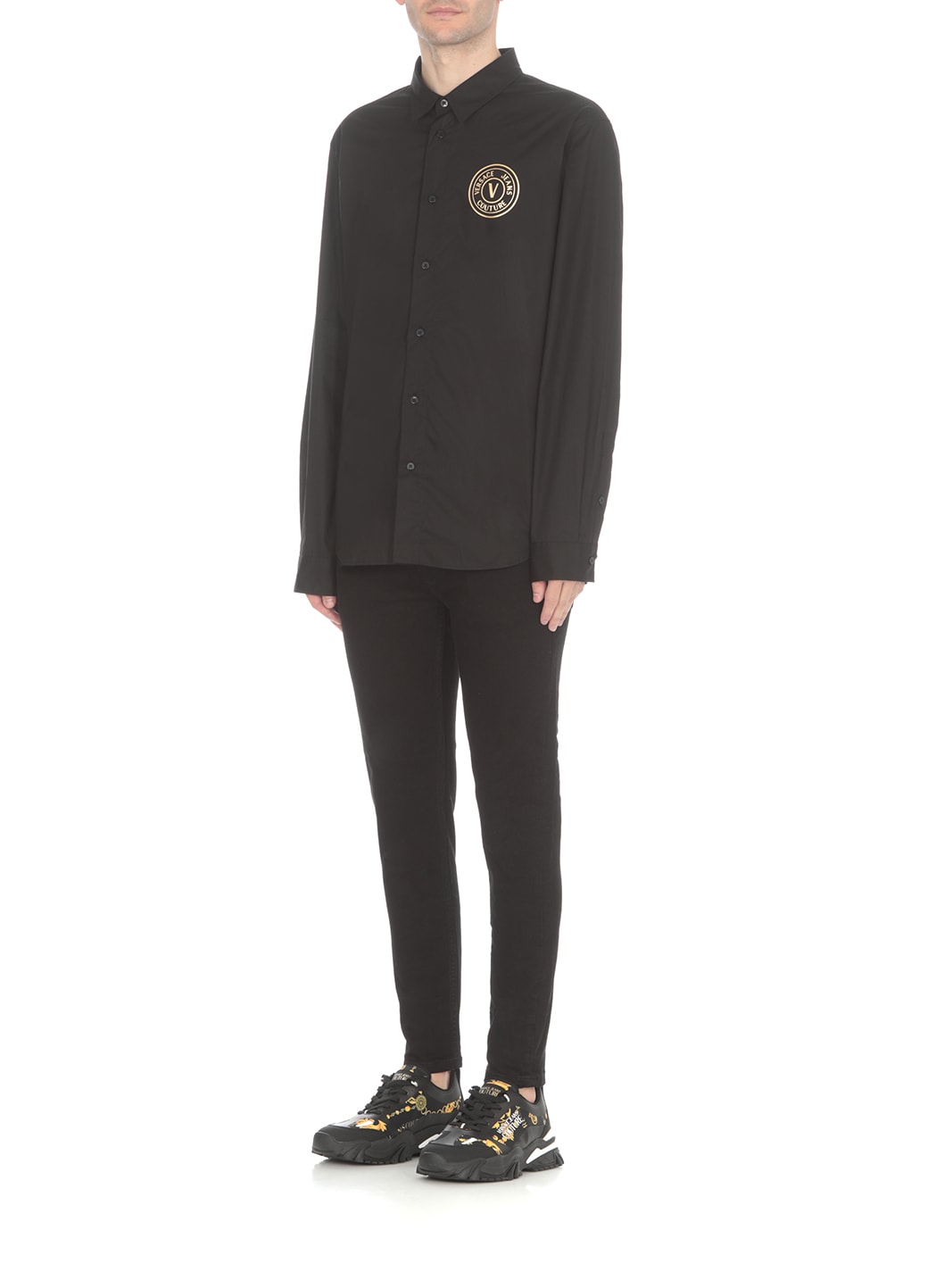 Shop Versace Jeans Couture Logoed Shirt In Black