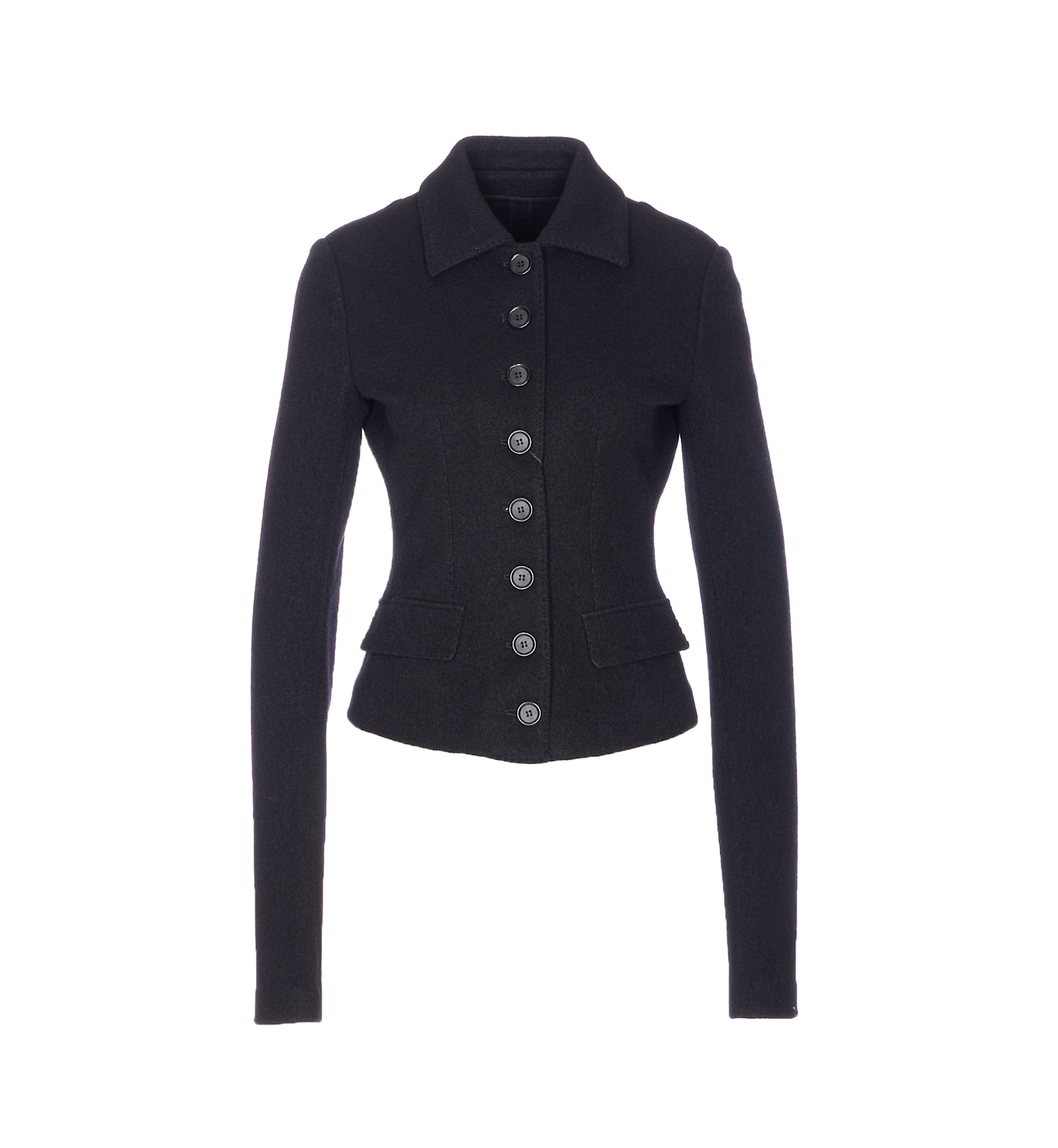 Dolce & Gabbana Knitted Jacket With Long Sleeves And Flap Pockets In Black