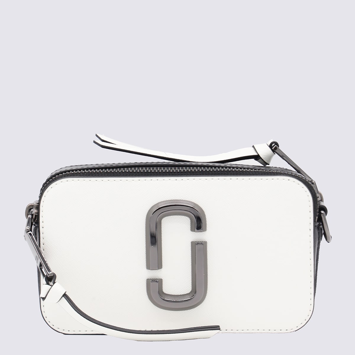 Shop Marc Jacobs White Leather The Snapshot Crossbody Bag In Black